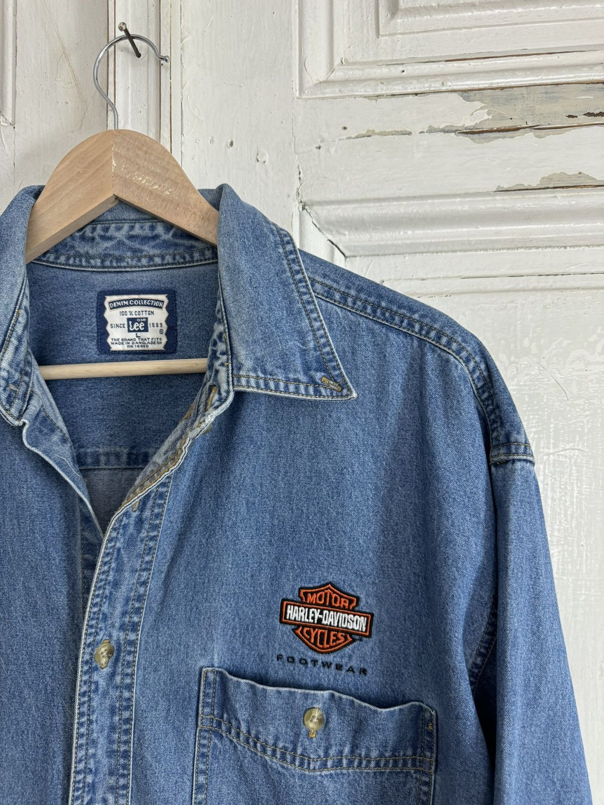 Harley Davidson × Lee × Vintage Lee Harley Davidson Vintage Denim Jeans Shirt Size US L / EU 52-54 / 3 - 6 Thumbnail
