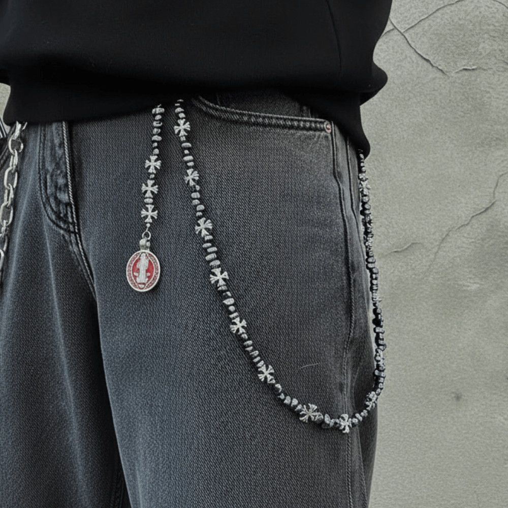 Jewelry Metal Cross Wallet Chain,Y2K Jeans Chain,Gothic Pants Chain Size ONE SIZE - 7 Thumbnail