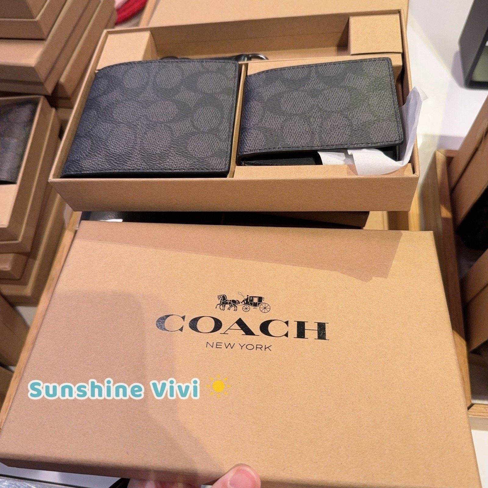 Coach NWT COACH Men Black 3 Piece Wallet Set Gift Box CW344 Black Size ONE SIZE - 3 Thumbnail