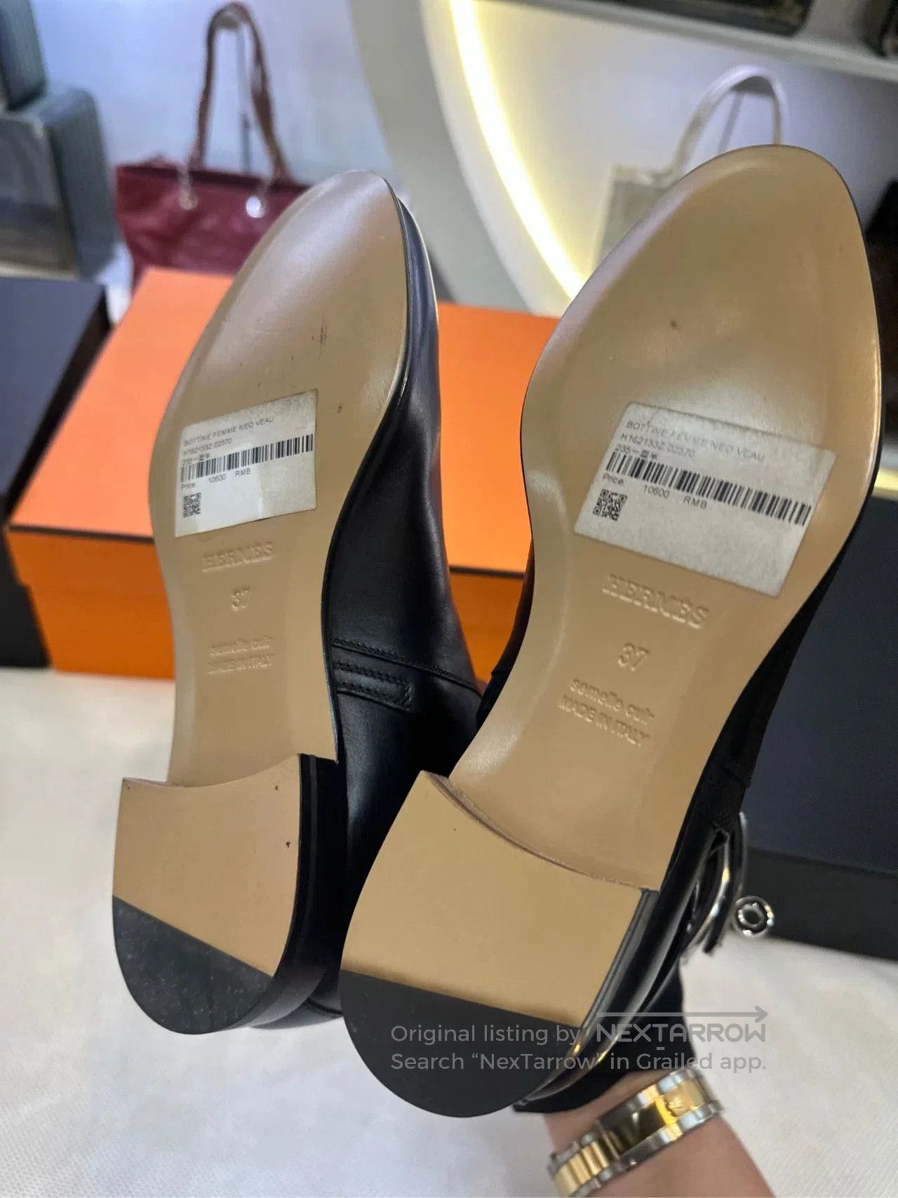 Hermes Hermès Black Silver Buckle Kelly Ankle Boots. Size US 6 / IT 36 - 6 Thumbnail