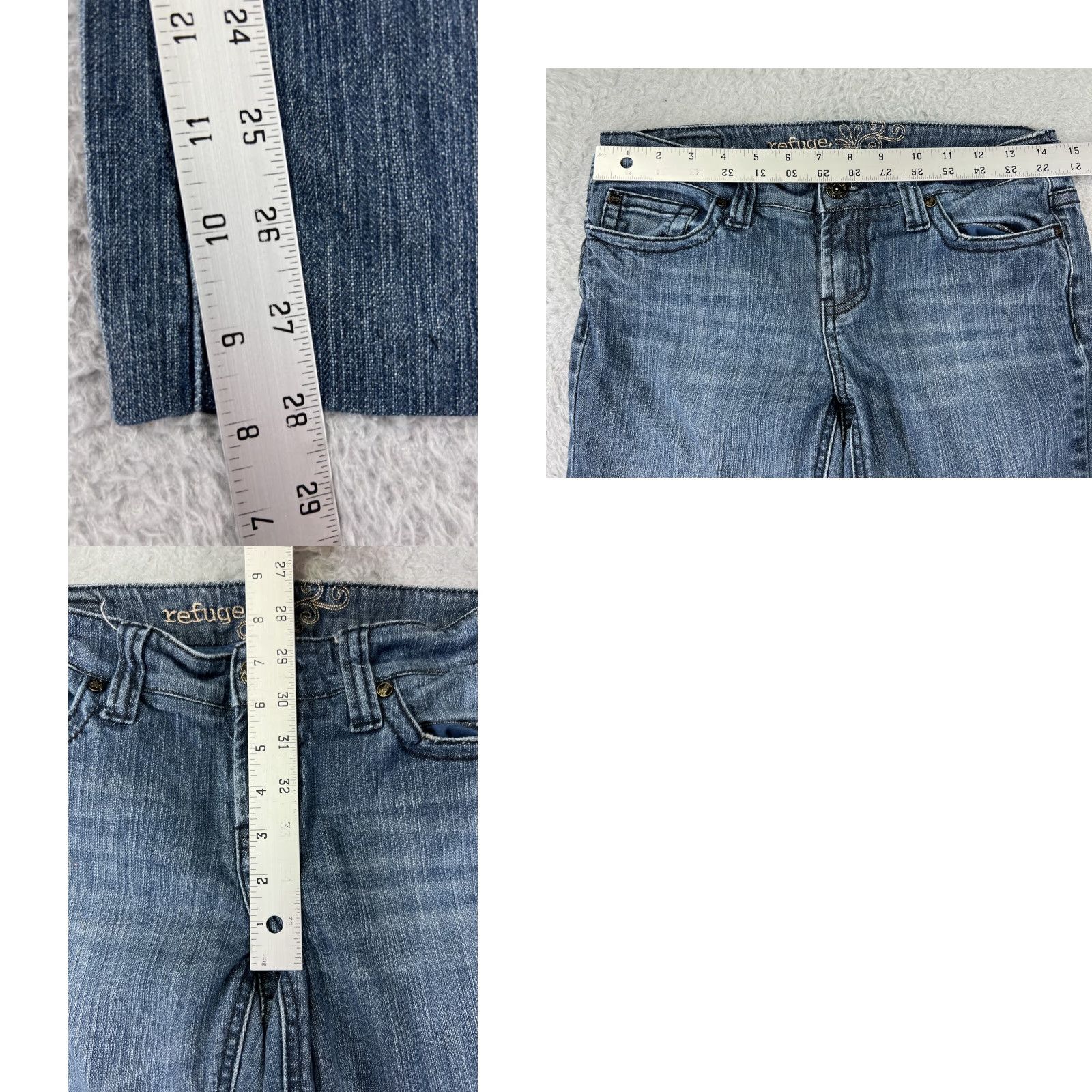 Vintage Refuge Jeans Womens 7 Blue Denim Cotton Blend Stretch Bootcut Modern Classic American Style Women’s Jeans - 28 Inseam, Medium Wash, 5-Pocket, Slim Fit Size 28" / US 6 / IT 42 - 9 Thumbnail