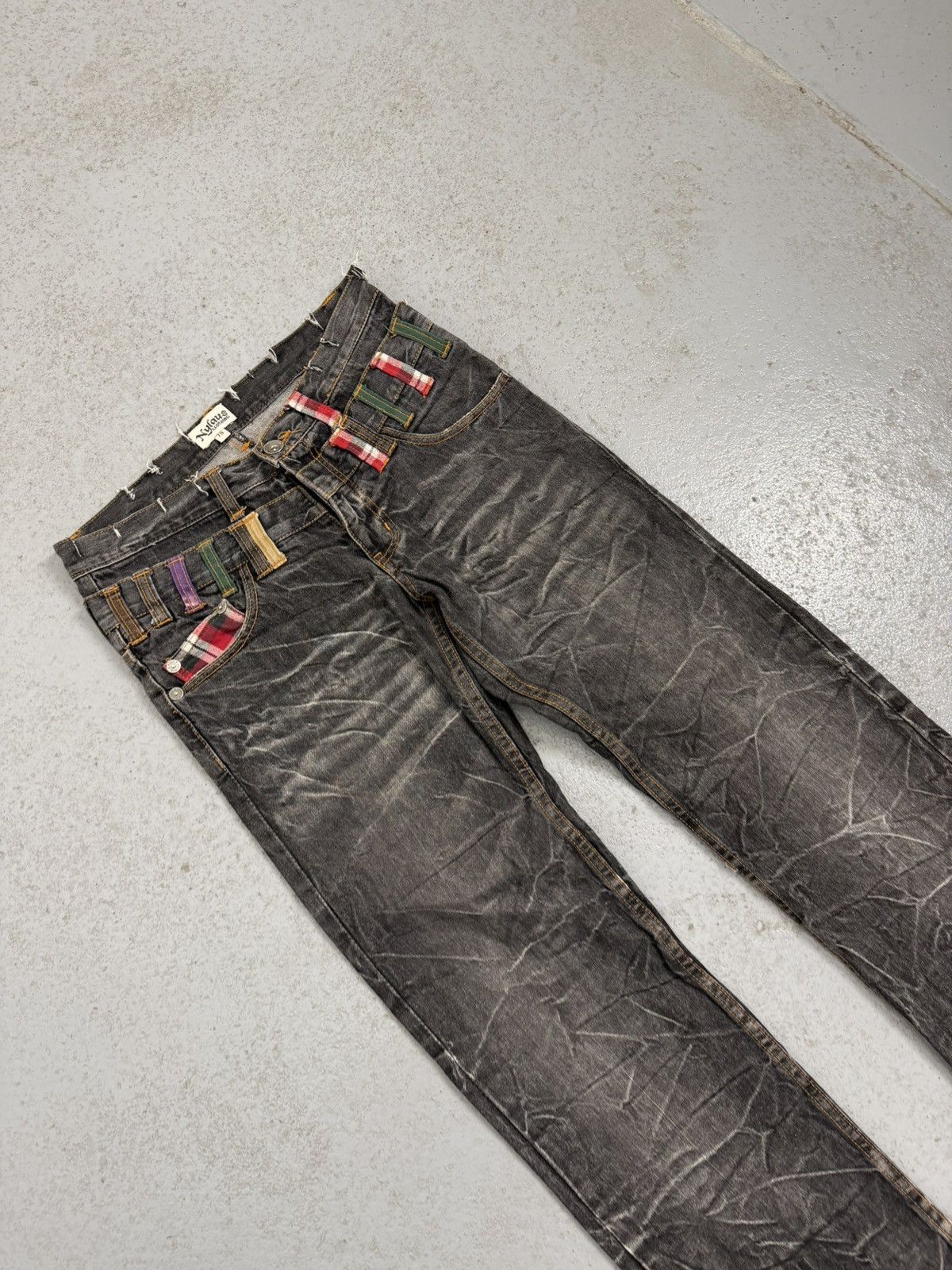 Japanese Brand Nylaus Japanese Double Waisted Washed Raw Jeans Size US 32 / EU 48 - 3 Thumbnail
