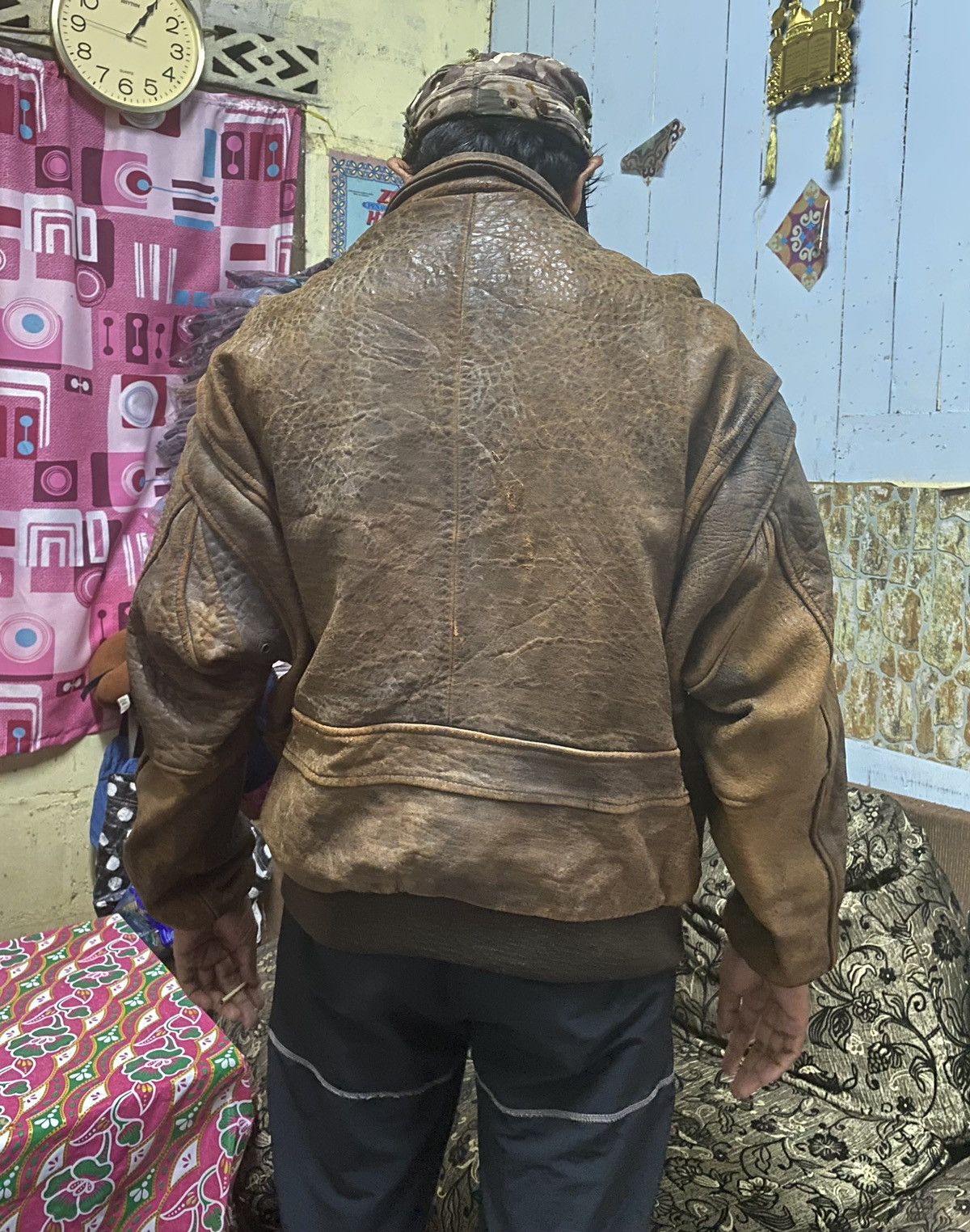 Japanese Brand REBEL Heavy Leather Flight Bomber Jacket Patches Map Top Gun Size US M / EU 48-50 / 2 - 21 Thumbnail