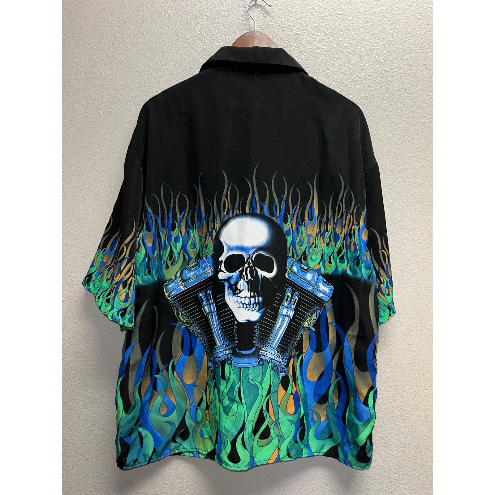 Vintage Y2K City Impact Button Up Shirt Skull Engine Flames Tee 2XL Size US XXL / EU 58 / 5 - 8 Thumbnail