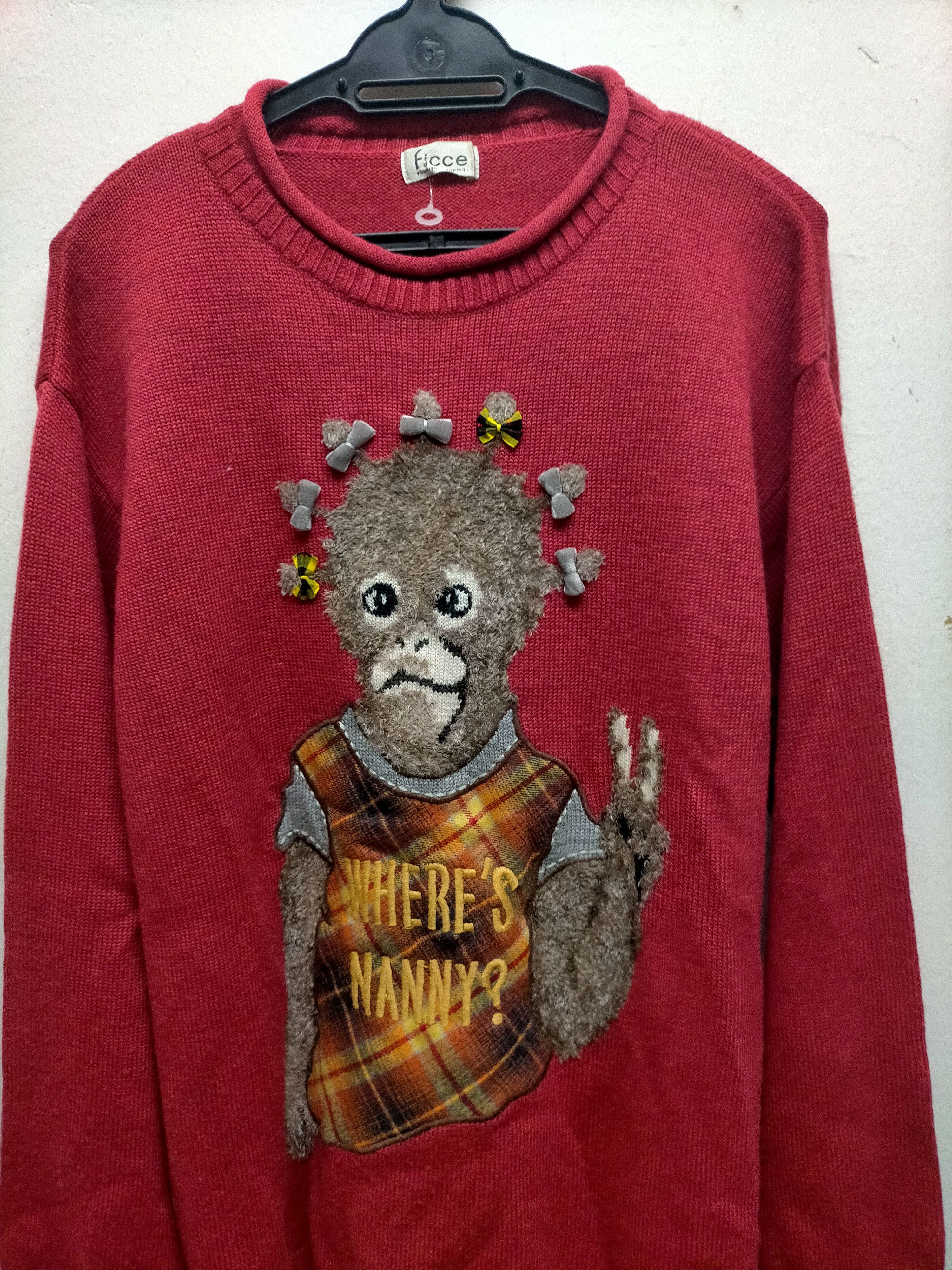 Japanese Brand Vintage Ficce By Yoshiyuki Konishi Where's Nanny Rare Knitte Size US L / EU 52-54 / 3 - 3 Thumbnail