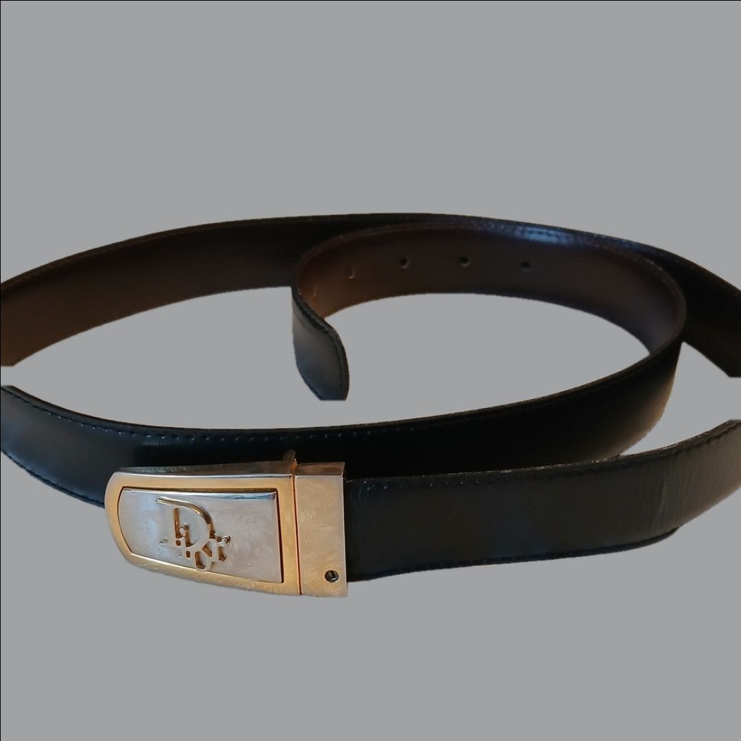 Dior Reversible Dior Vintage Leather Belt Size 38 - 1 Thumbnail