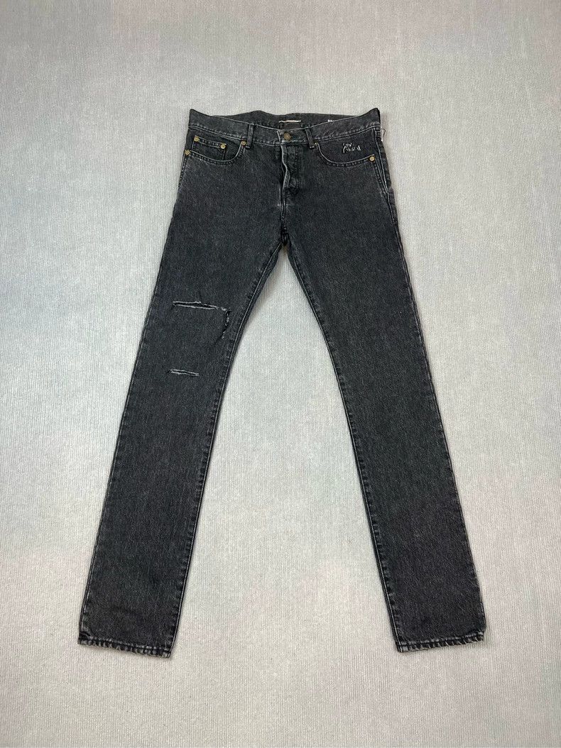 Yves Saint Laurent YSL Distressed Black Denim Jeans - dmc Size US 31 - 1 Thumbnail