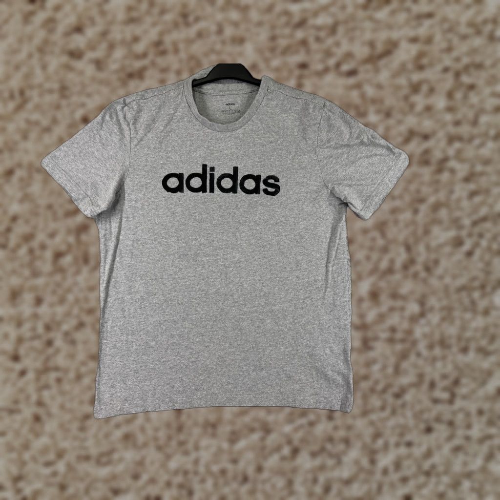 Adidas Adidas Shirt Mens Large Gray Short Sleeve Crew Neck Cotton Spellout Logo Size US L / EU 52-54 / 3 - 1 Thumbnail