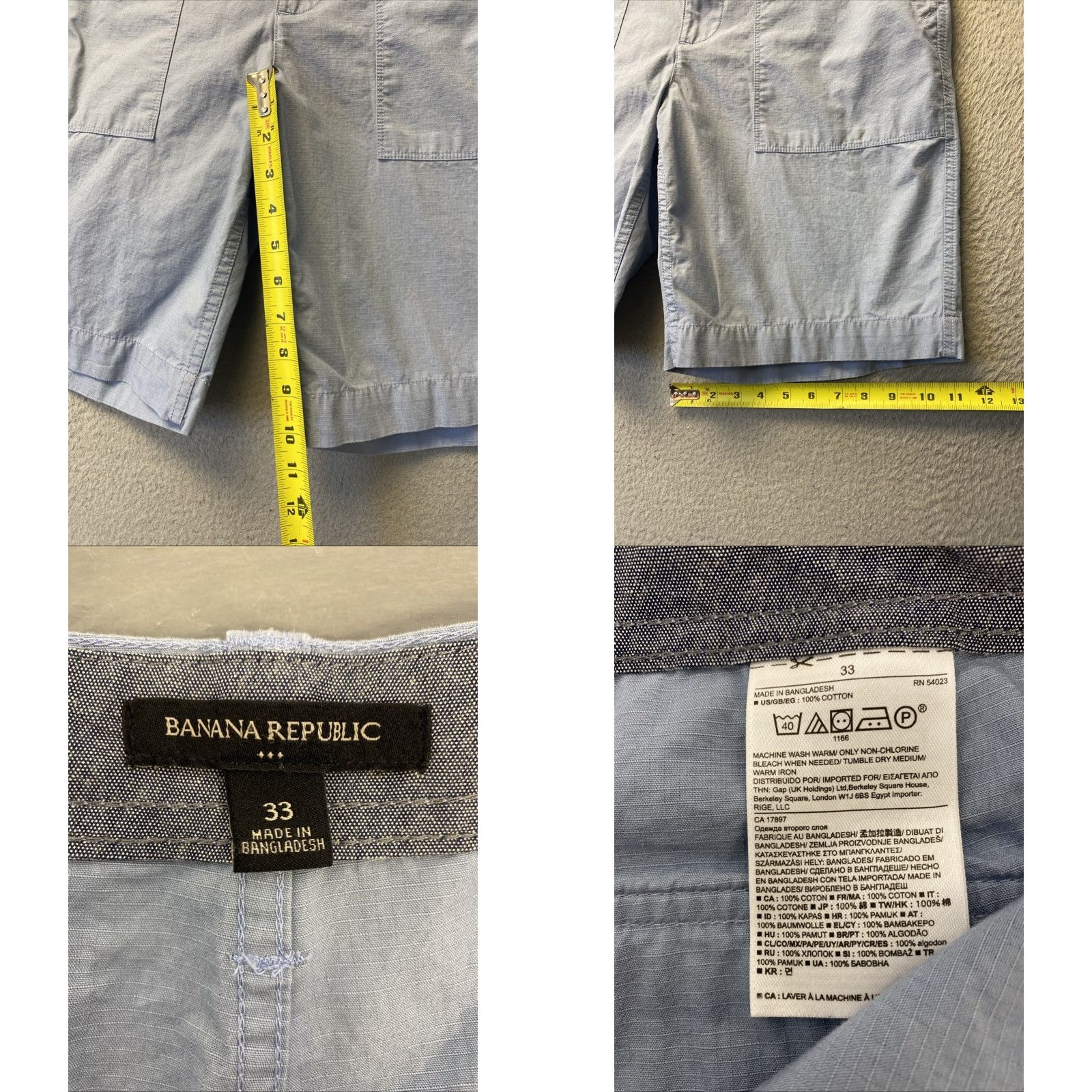 Banana Republic VINTAGE Banana Republic Men’s Chino Shorts Flat Front Sz 33 Blue Casual Cotton Size US 33 - 8 Thumbnail