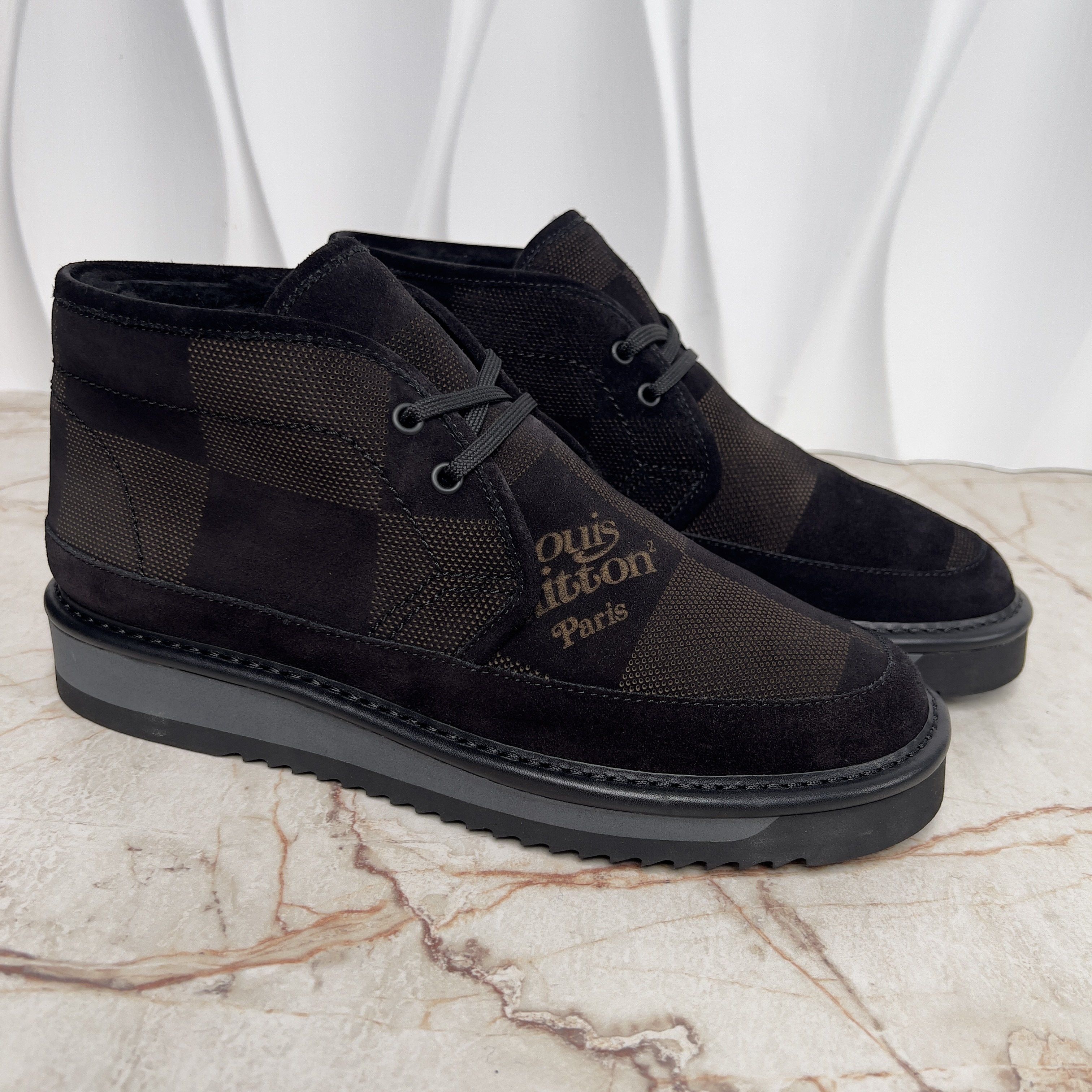 Louis Vuitton LV x NIGO Cozy Line LV Damier Giant Ankle Boots Suede Size US 8 / EU 41 - 4 Thumbnail