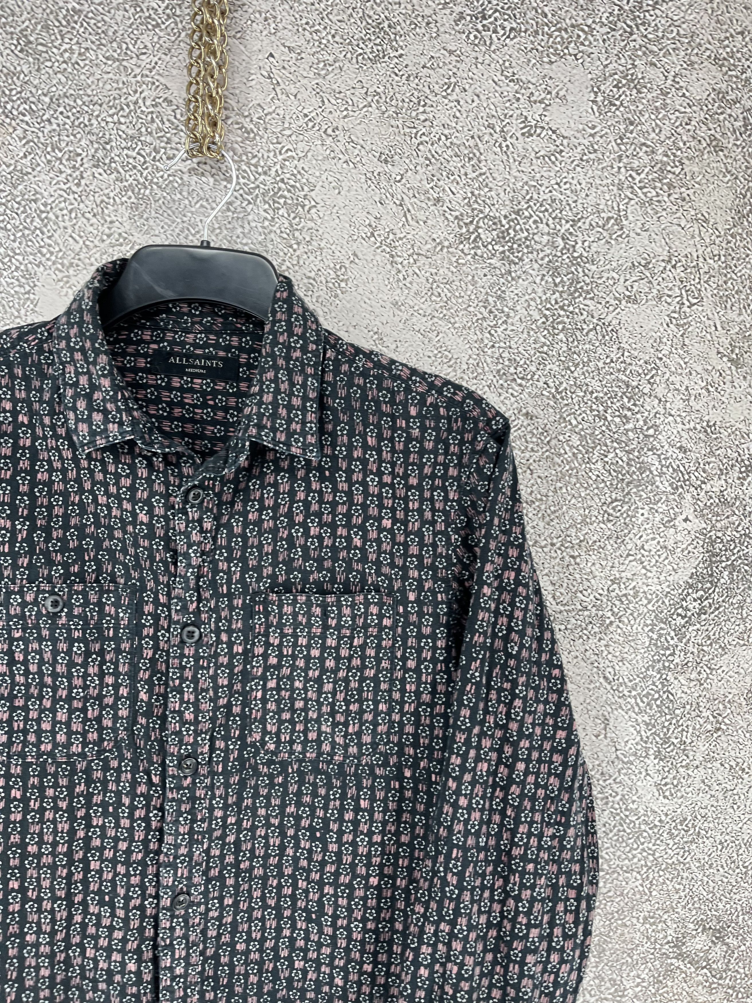 Allsaints AllSaints Gray Button Up Floral Geometric All Over Print Size US M / EU 48-50 / 2 - 5 Thumbnail