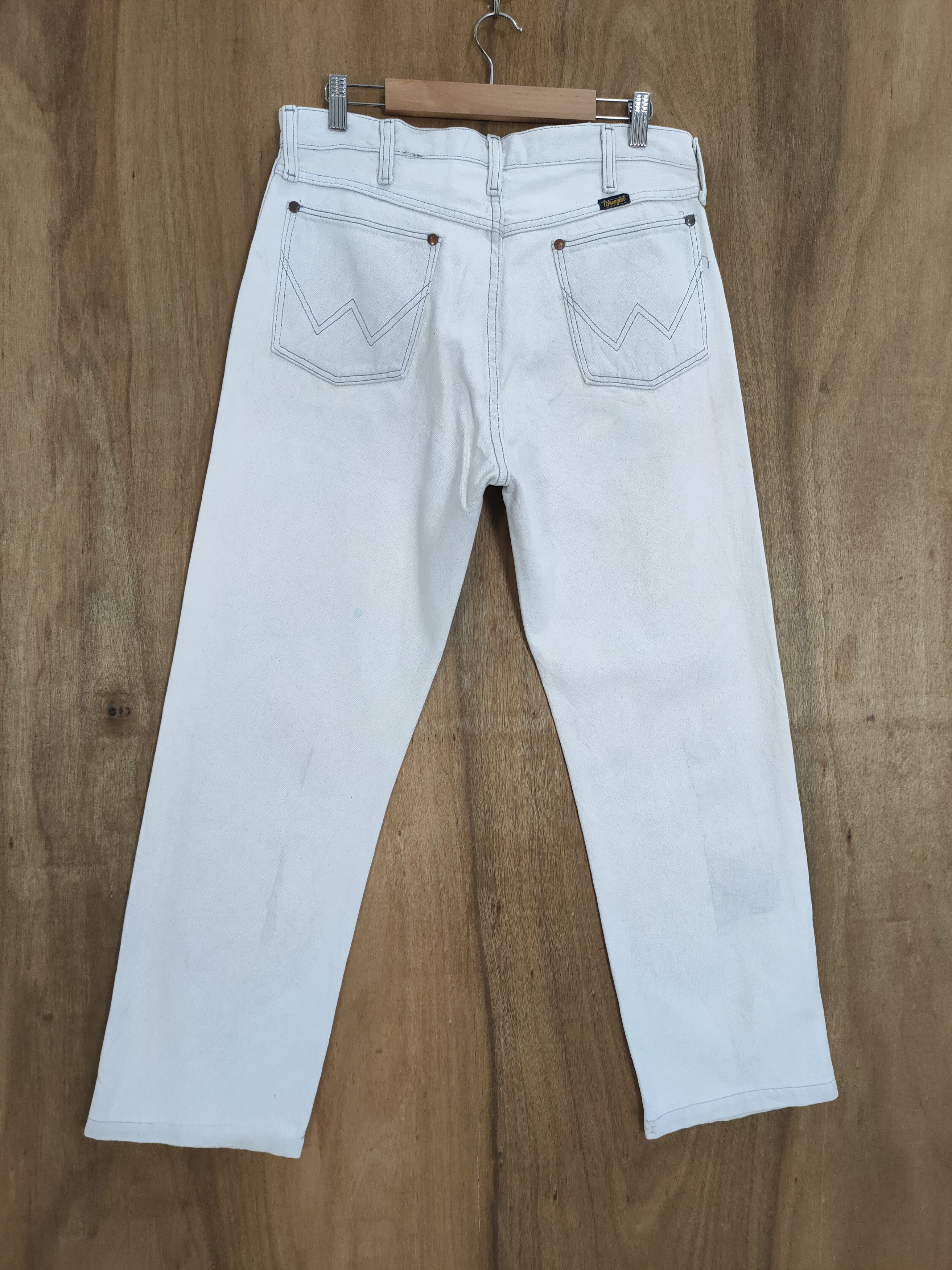Other VINTAGE WRANGLER FADED WHITE DENIM JEAN PANTS Size US 32 / EU 48 - 6 Thumbnail