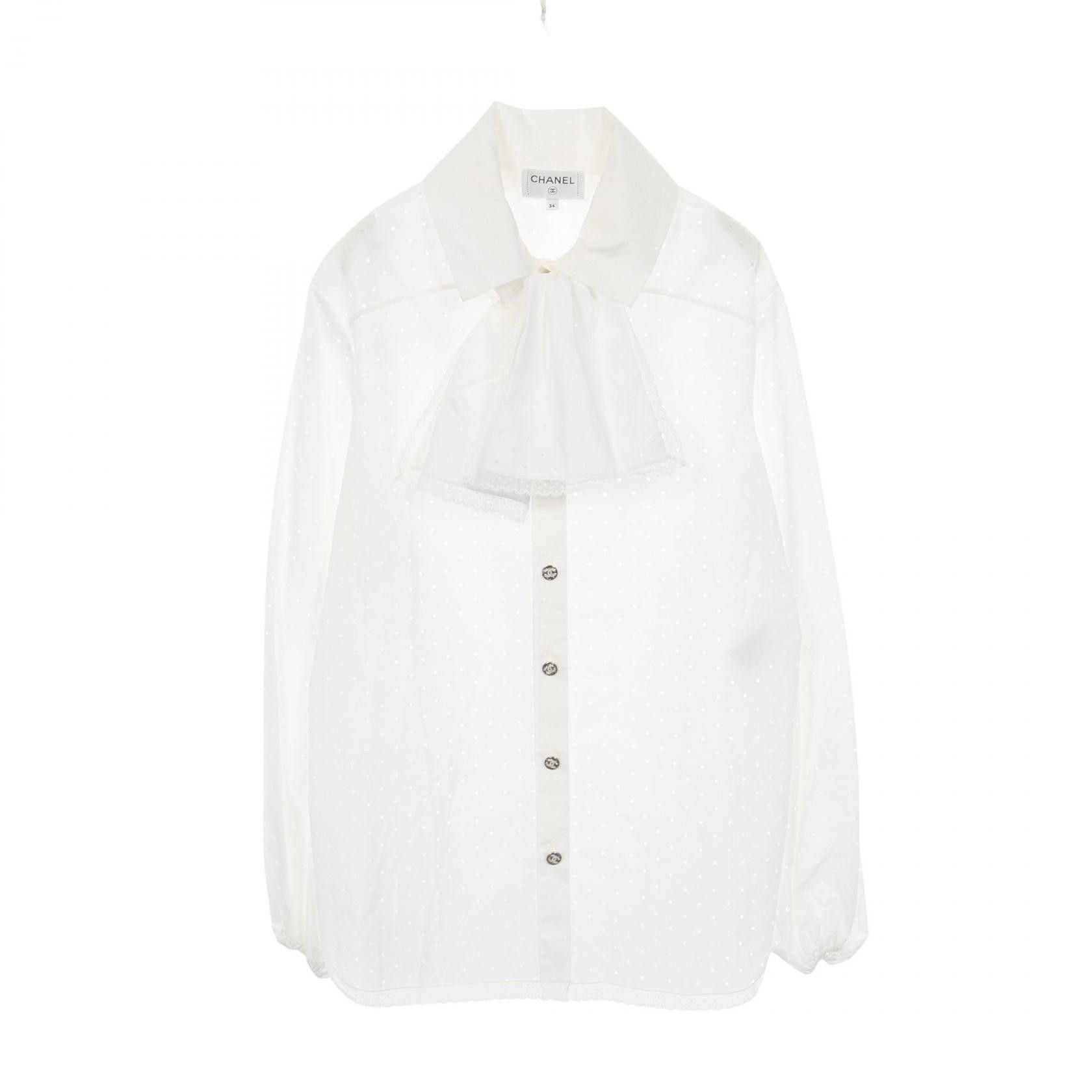 Chanel Chanel Chanel Coco Mark Button Cotton Blouse Textile Tops P74911V37796 DUTY FREE for USA Size ONE SIZE - 1 Thumbnail