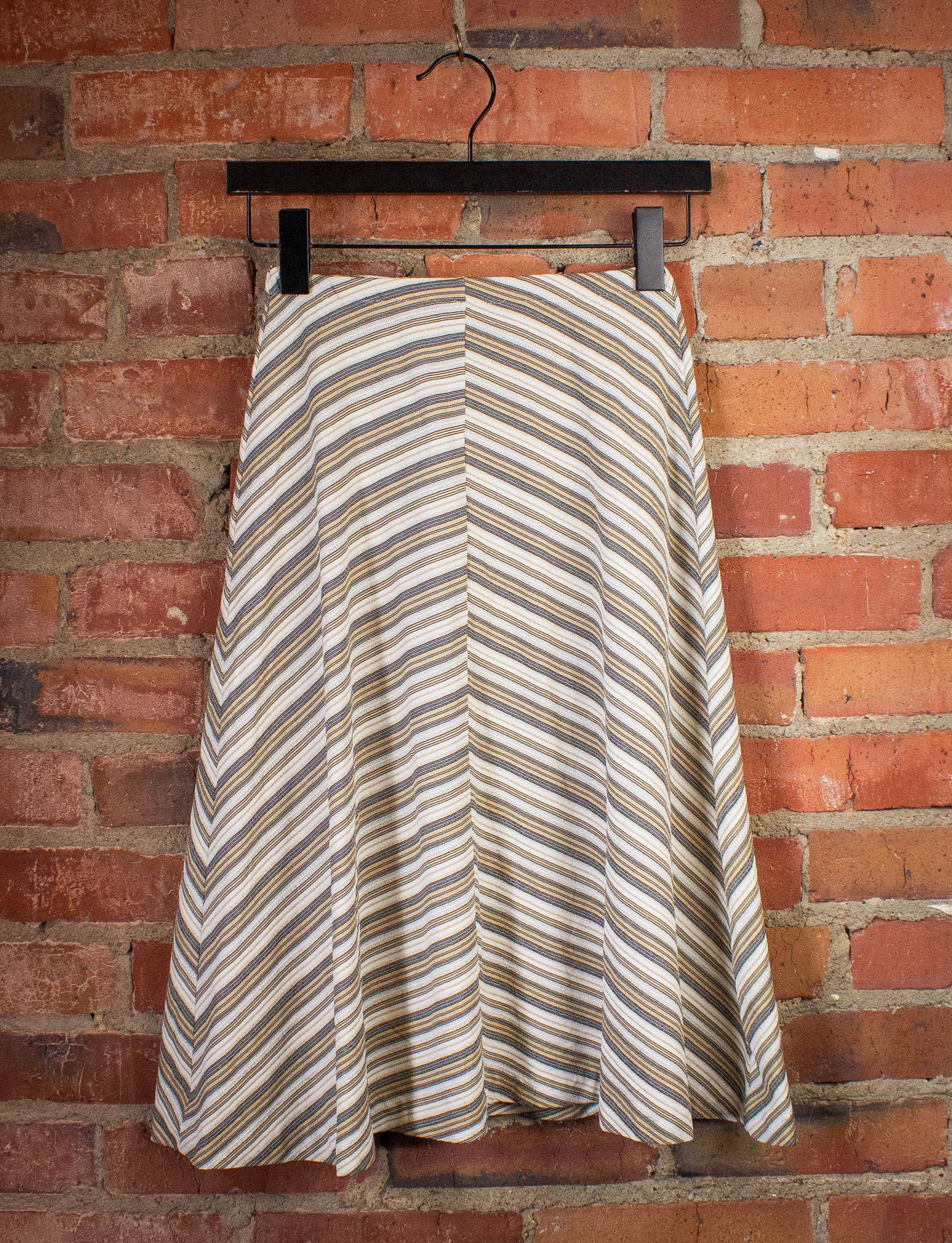 Vintage Striped Elastic Waist Midi Skirt 70s