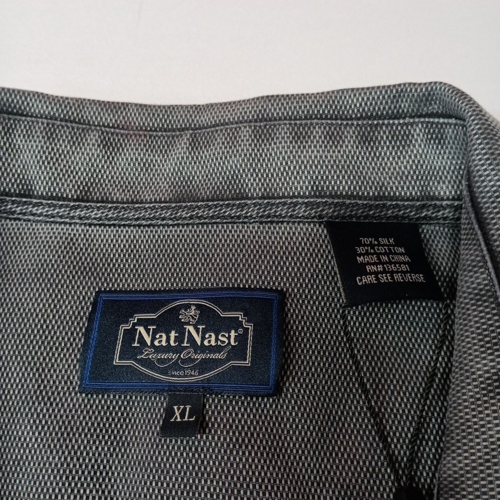 Nat Nast Nat Nast Shirt Men's XL XLarge Button Up Silk Cotton Gray Size US XL / EU 56 / 4 - 3 Thumbnail