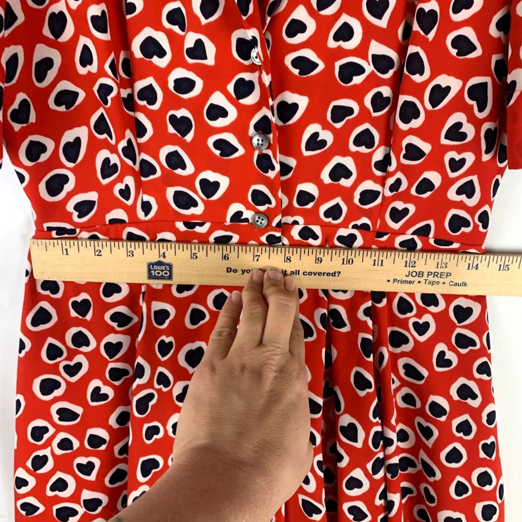 J.Crew J. CREW Heart Dress Red Midi Short Sleeve Collared Fit & Flare Shirt Dress Womens Size 4 Size 27" / US 4 / IT 40 - 6 Thumbnail