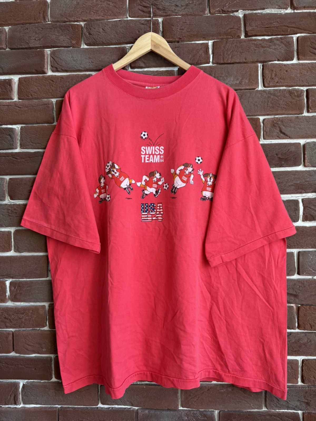 Rare Vintage 1994 Swiss USA world CUP Soccer Football Tee