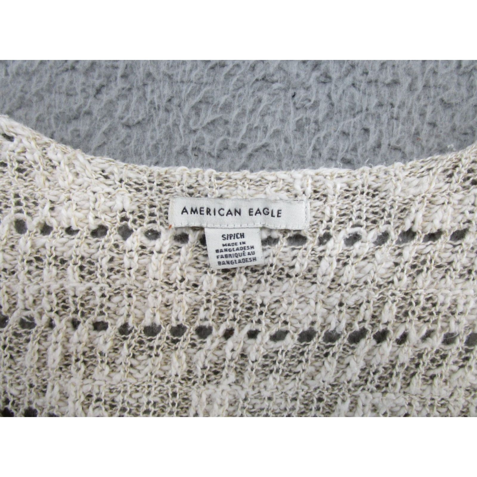 American Eagle Outfitters American Eagle Women's Loose Knit Pullover Crochet Cotton Blend Sweater Size S Beige Crochet Cotton Blend Pullover Knit Sweater Women S Size S / US 4 / IT 40 - 2 Thumbnail