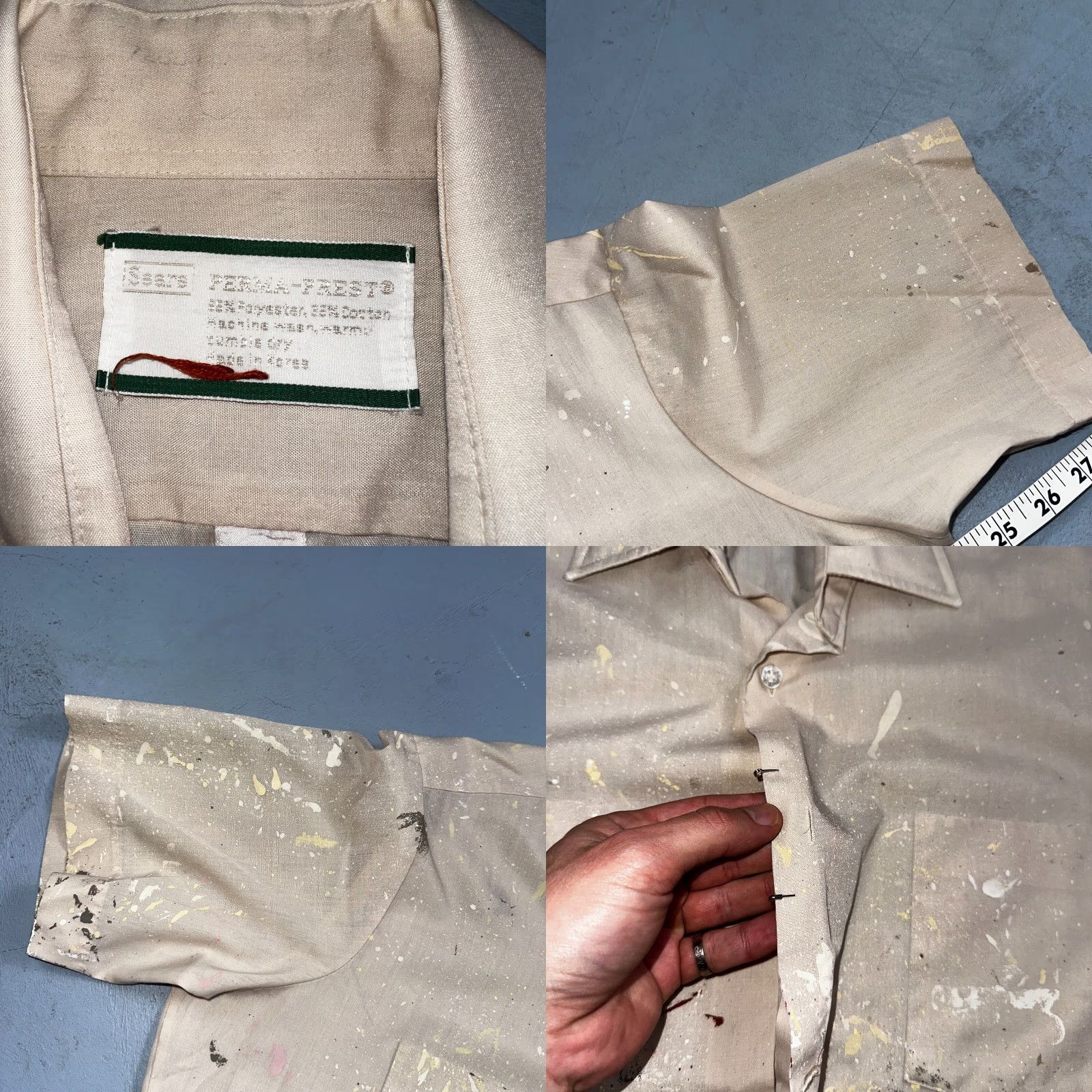 Sears VTG Sears Camp Shirt Short Sleeve 16 Yellow Cotton Blend Polyester Button-Up 60s 70s Mens Size US L / EU 52-54 / 3 - 8 Thumbnail