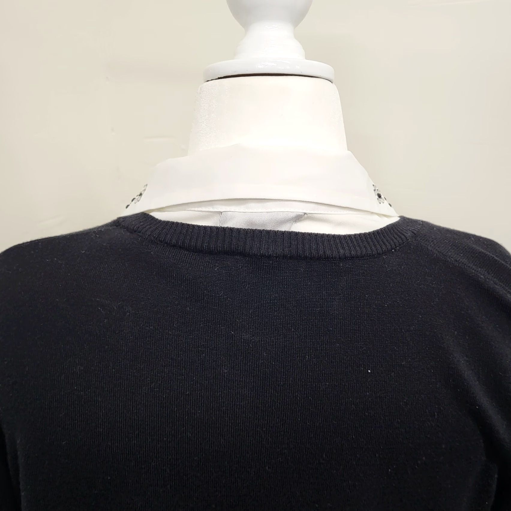 Adrianna Papell Adrianna Papell Twofer Sweater Women XL V-Neck Layered Sheath Black White Size XL / US 12-14 / IT 48-50 - 7 Thumbnail