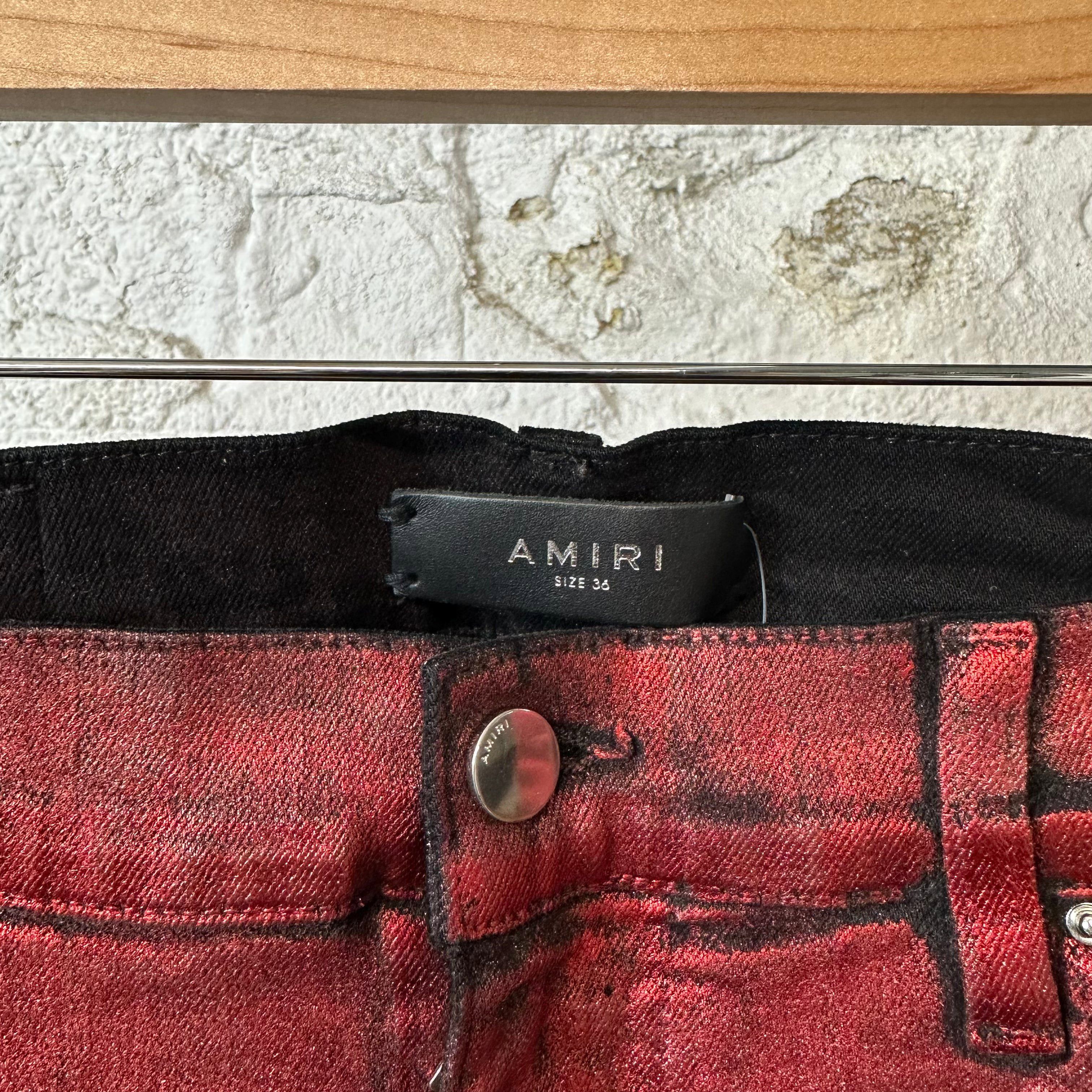Amiri Amiri Red Waxed Plain Jeans Sz 36 Size US 36 / EU 52 - 3 Thumbnail