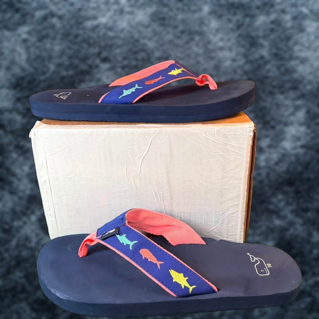 Vineyard Vines Vineyard Vines Navy Blue Embroidered Shark Flip Flop Sandals Womens Size 10 Size US 10 / IT 40 - 1 Thumbnail