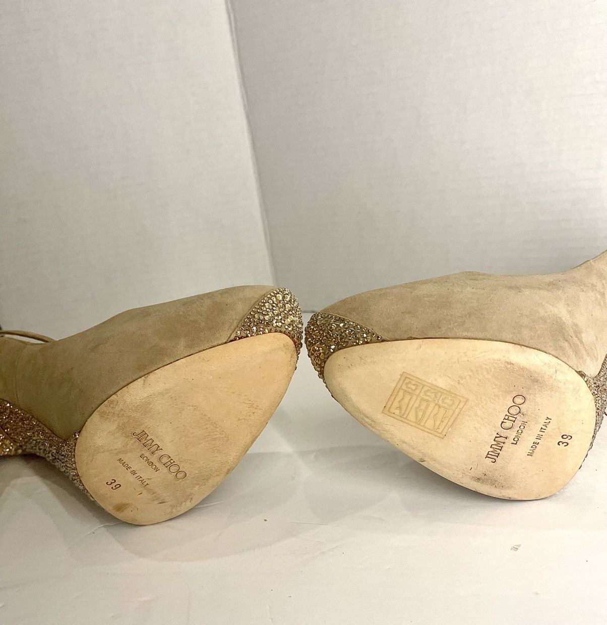 Jimmy Choo Jimmy Choo Nude Suede “Tame” Rhinestoned Platform Size US 9 / IT 39 - 5 Thumbnail