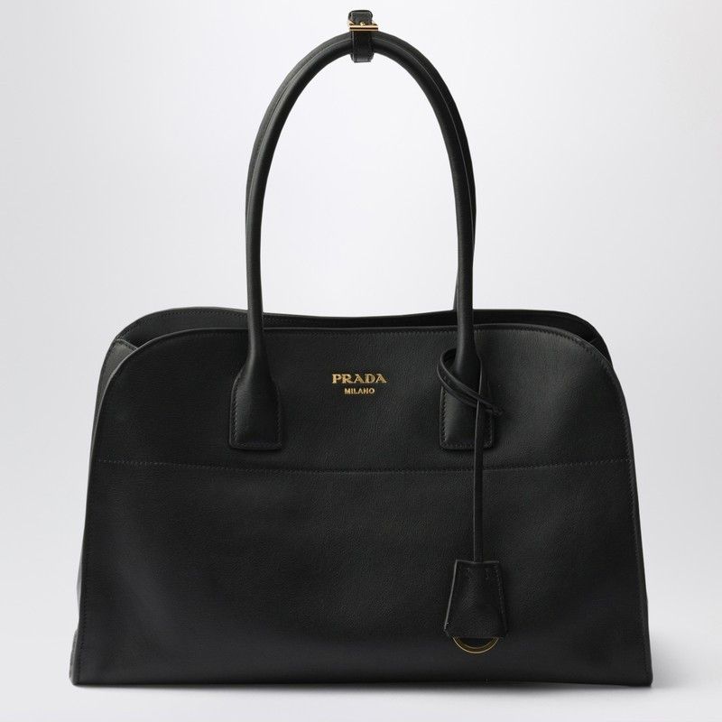 Prada Large Black Leather Shopping Bag