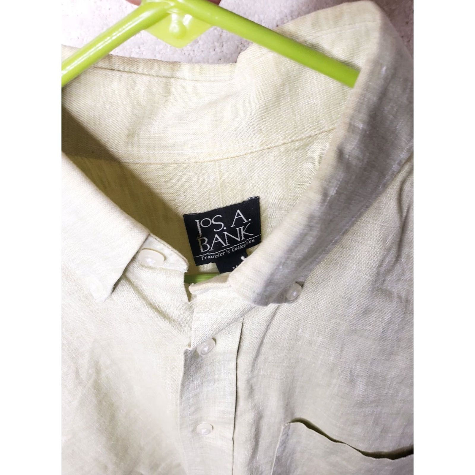 Jos. A. Bank JOS A BANK Linen Button-Down Short Sleeve Shirt M Mens Mint Green XS? Size US M / EU 48-50 / 2 - 6 Thumbnail