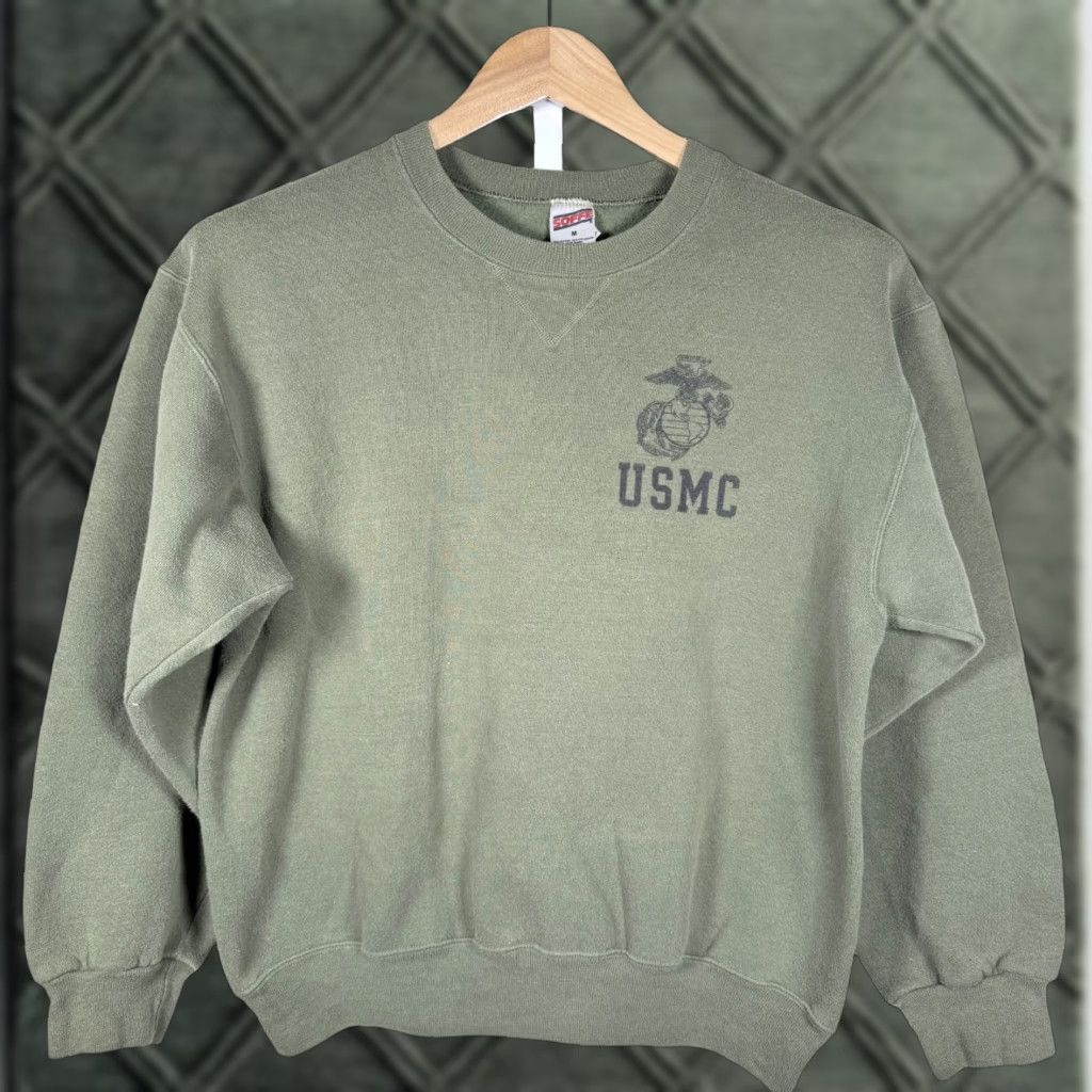 Soffe VINTAGE Soffe USMC Sweatshirt Men Green Size M Crew Neck Size US M / EU 48-50 / 2 - 1 Thumbnail