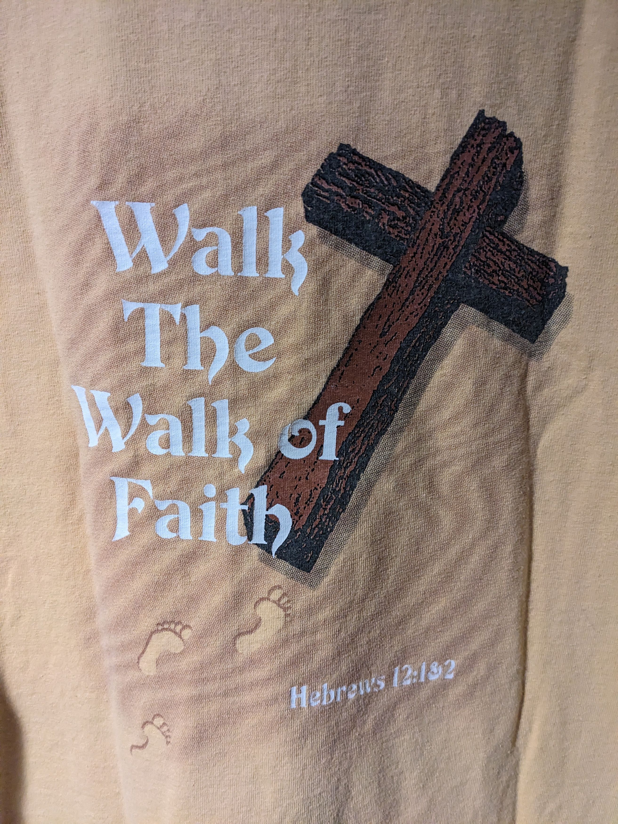Vintage Vintage 90s Walk the Walk of Faith Jesus Religion T-Shirt Size US L / EU 52-54 / 3 - 2 Thumbnail
