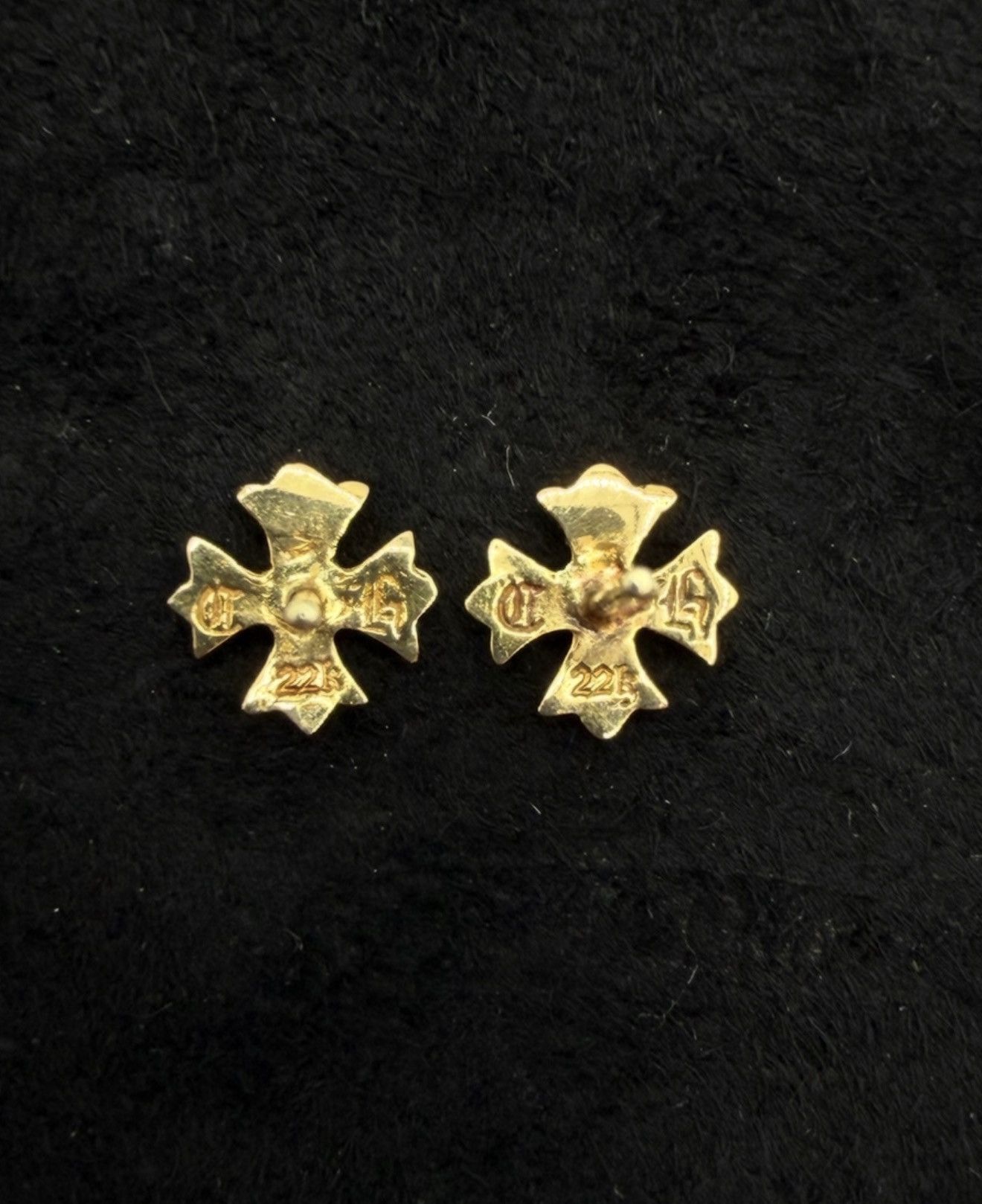 Chrome Hearts Gold + Diamond CH Plus Stud Earrings Size ONE SIZE - 3 Thumbnail