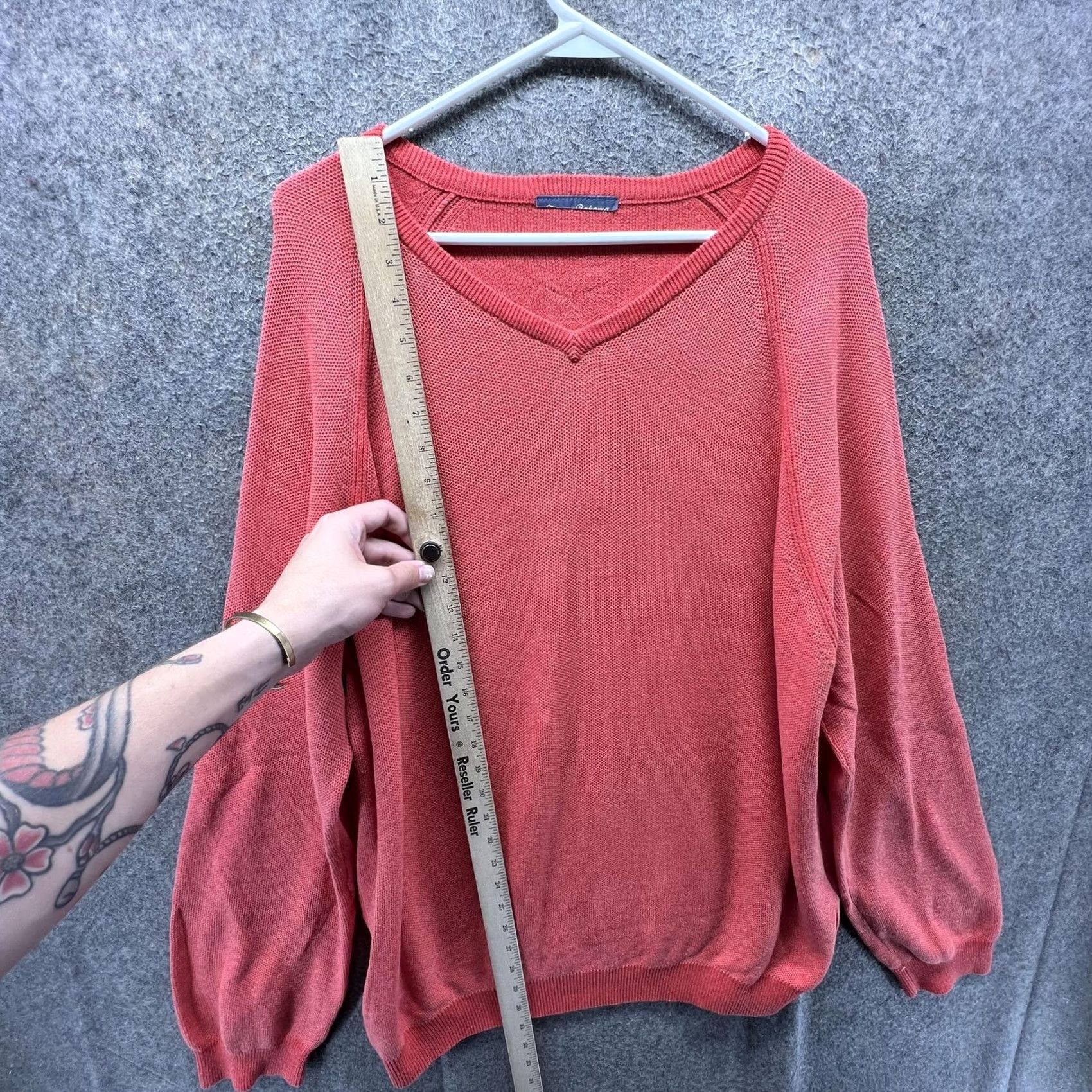 Tommy Bahama Tommy Bahama Sweater Mens XL Orange Pima Cotton V Neck Waffle Knit Pullover Size US XL / EU 56 / 4 - 4 Thumbnail