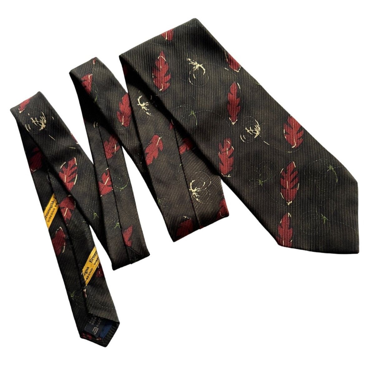 Ermenegildo Zegna Ermenegildo Zegna vintage leaf print 100% silk tie 3.75” w Size ONE SIZE - 4 Thumbnail
