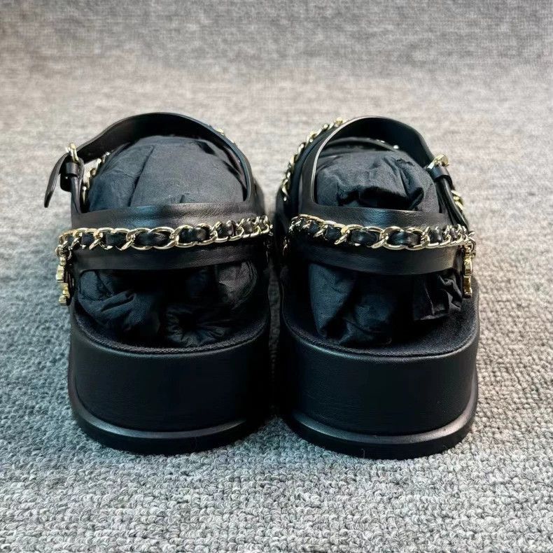 Chanel Chanel Black Gold Chain Logo Sandals -2505 Size US 6 / EU 39 - 4 Thumbnail