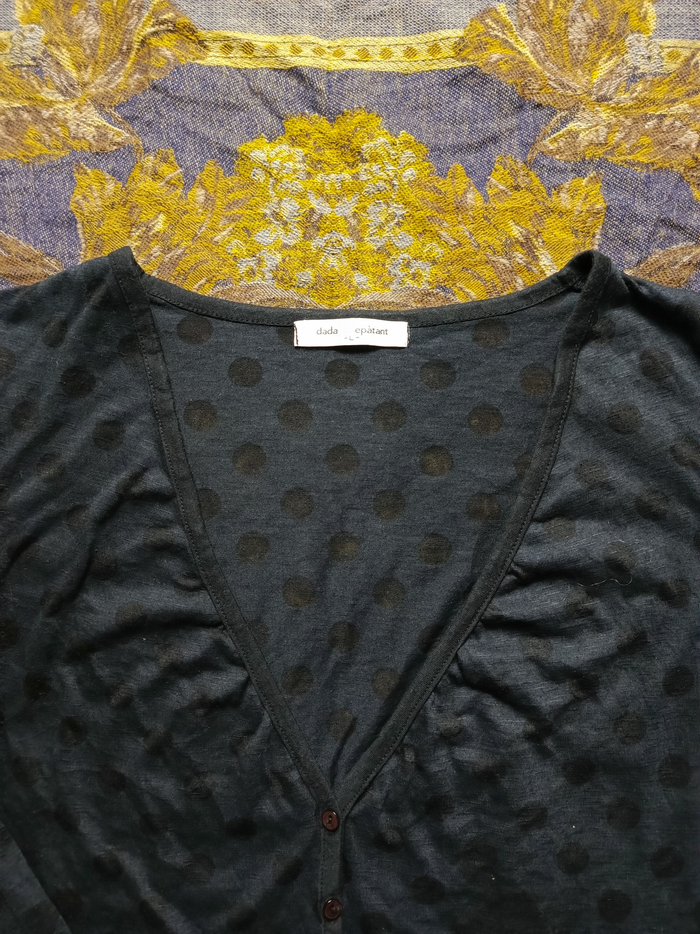Japanese Brand Dada de epatant black Polka Dot Cardigan – Effortlessly Chic Size L / US 10 / IT 46 - 2 Thumbnail