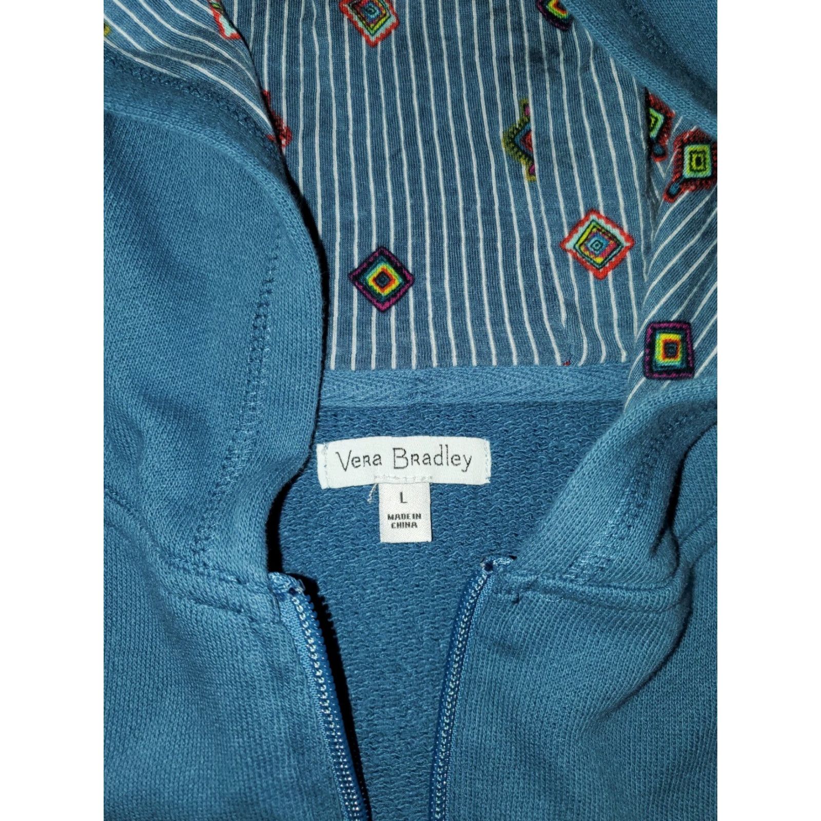 Vera Bradley Vera Bradley Hoodie Blue Large Full Zip-Up Cotton Soft Brushed Virginia? Size L / US 10 / IT 46 - 2 Thumbnail