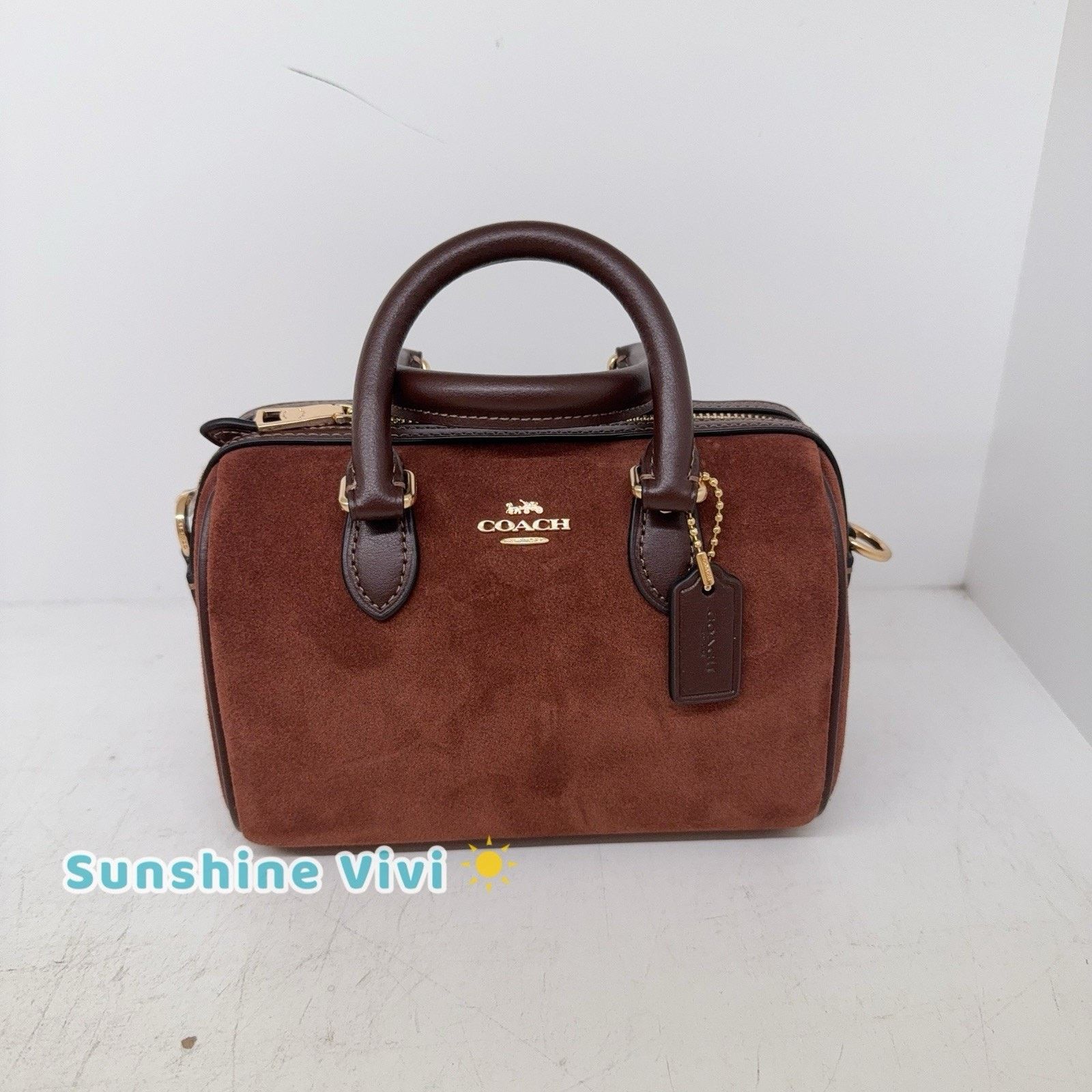 Coach NWT Coach Mini Rowan Crossbody Bag CCF29 suede Vintage Brown Size ONE SIZE - 1 Thumbnail
