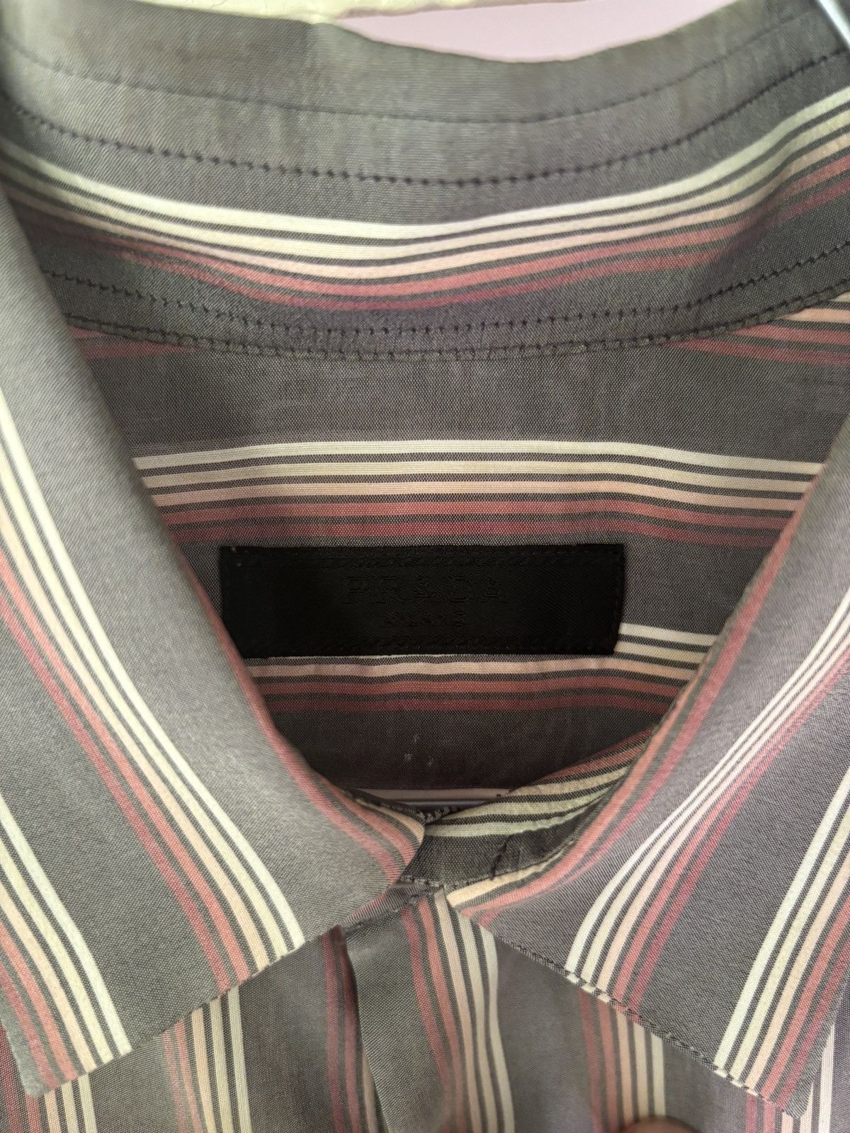 Prada Prada silk shirt grey with pink stripes Size US M / EU 48-50 / 2 - 3 Thumbnail