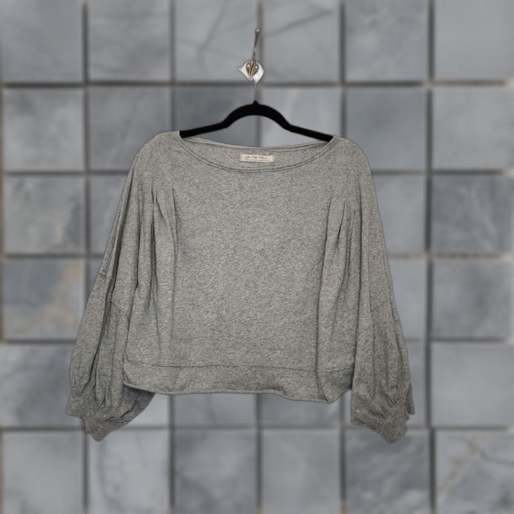 Vintage We the Free Long Sleeve Crop Boxy Gray Shirt Pleated Large Lagen Boho Size L / US 10 / IT 46 - 1 Thumbnail