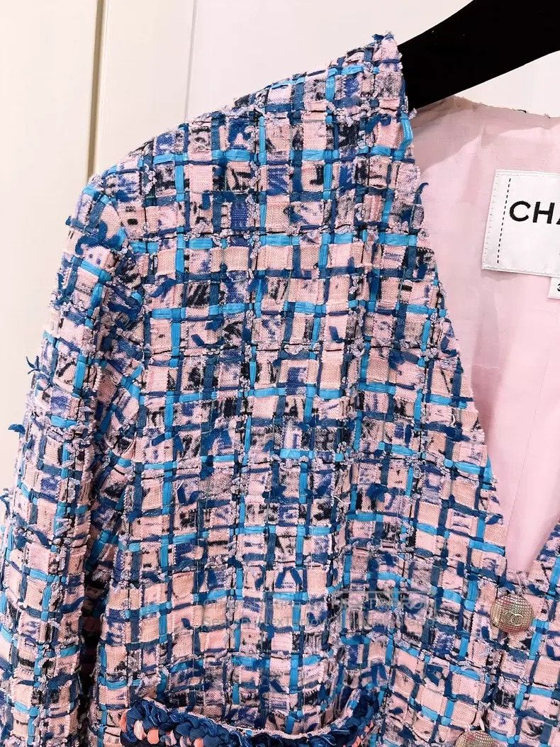 Chanel Chanel Pink and blue mosaic jacket Size XS / US 0-2 / IT 36-38 - 3 Thumbnail
