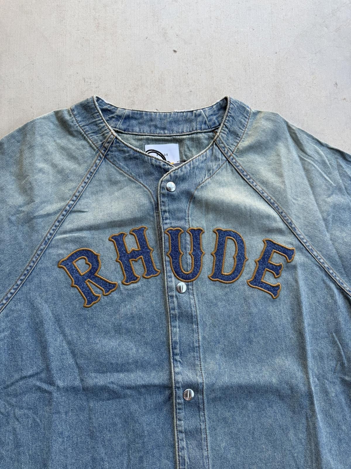 Rhude Rhude Baseball Denim Shirt Blue Men’s Large NWT Retail $908 Size US L / EU 52-54 / 3 - 2 Thumbnail