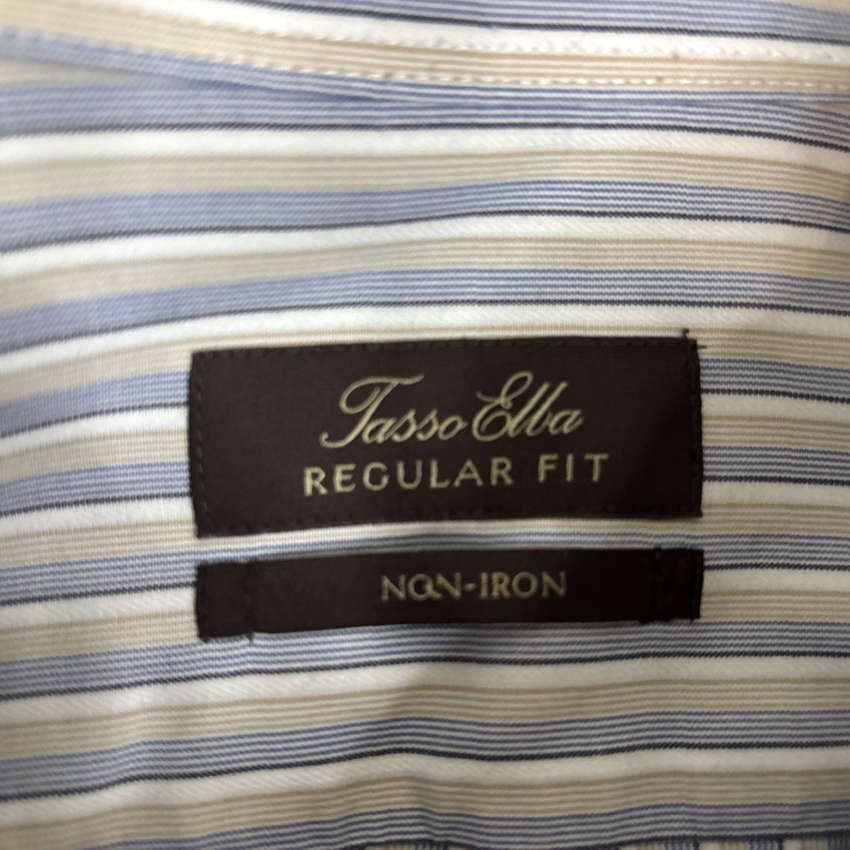 Tasso Elba Tasso Elba Dress Shirt Men L Regular Fit French Cuff Non Iron Striped Multicolor Size 42R - 2 Thumbnail