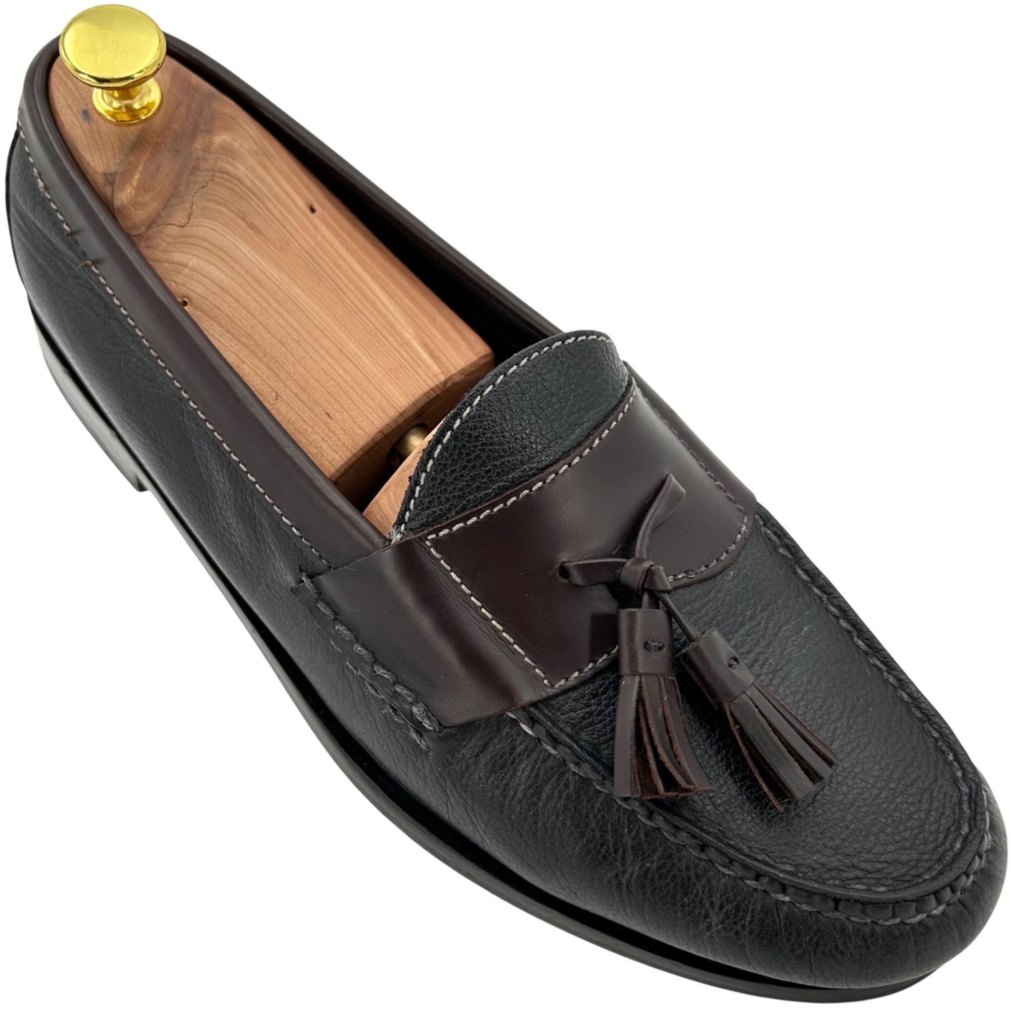 Cole Haan Cole Haan Men's 10D Black Brown Pebble Leather Pinch Tassel Size US 10 / EU 43 - 1 Thumbnail