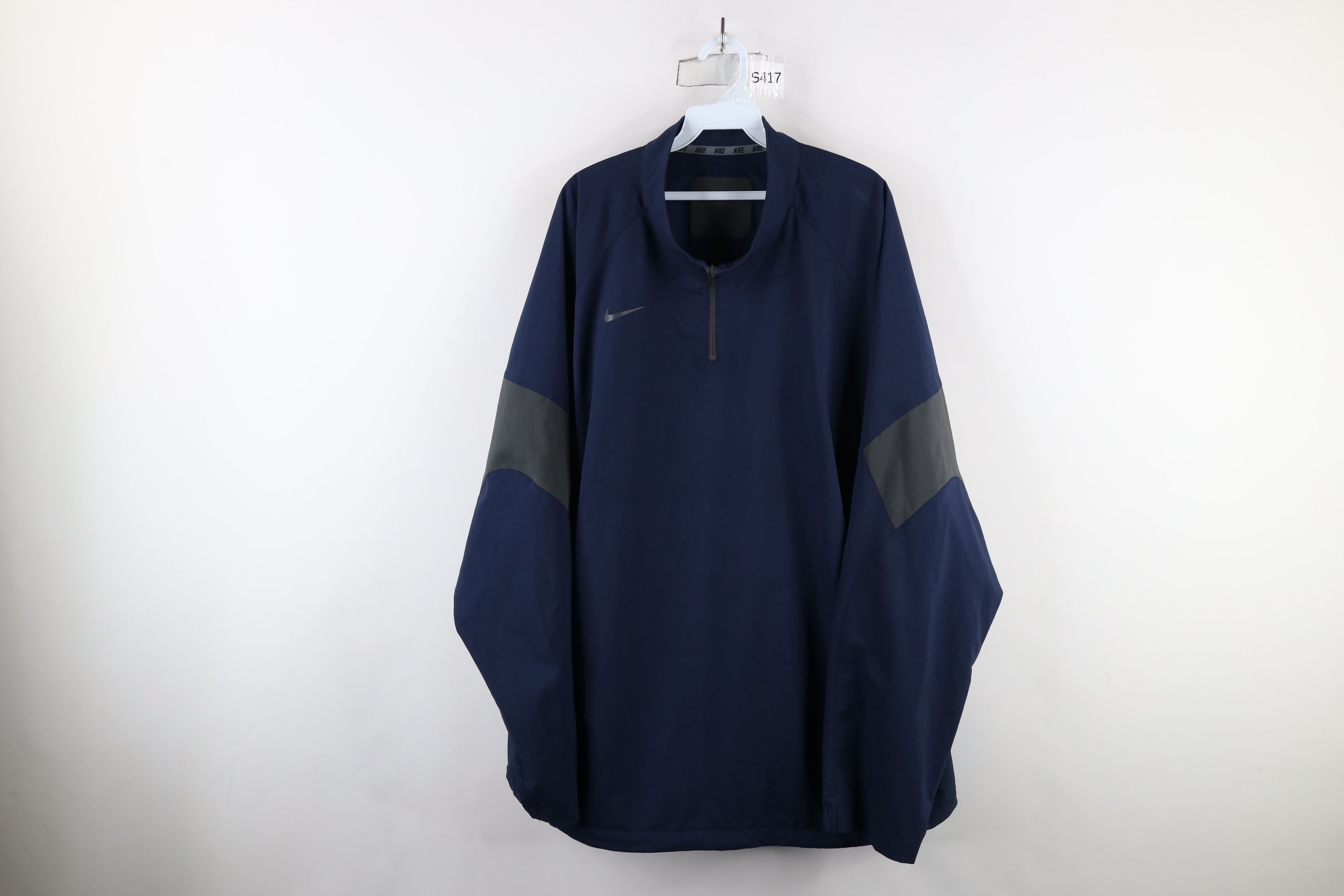 Nike × Vintage Nike Block Swoosh Half Zip Pullover Jacket Navy Blue Size US XXL / EU 58 / 5 - 1 Thumbnail