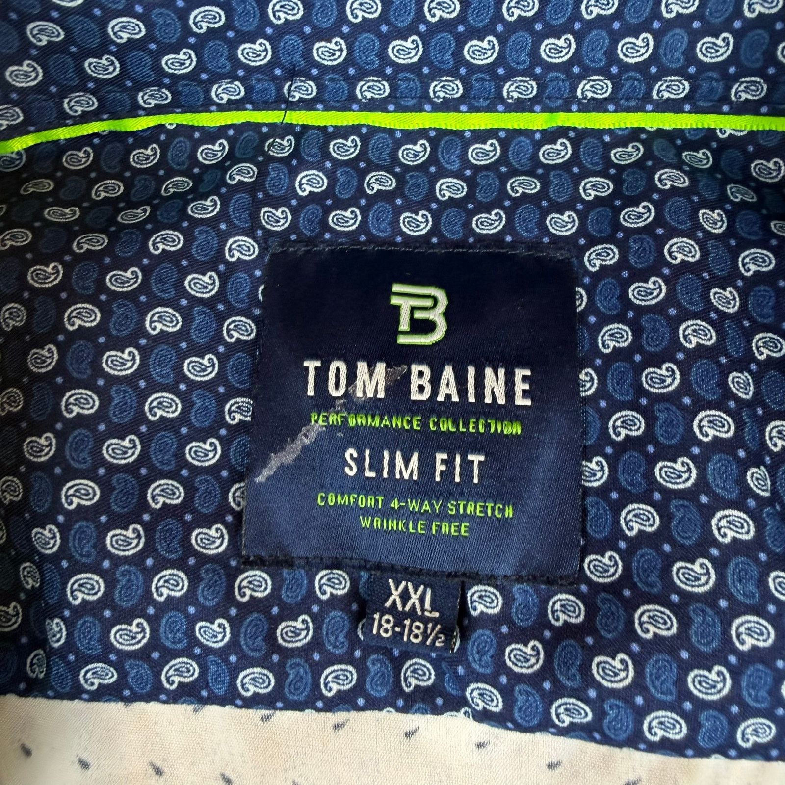 Other Tom Baine Slim Fit Dress Shirt XXL White Navy Size US XXL / EU 58 / 5 - 4 Thumbnail