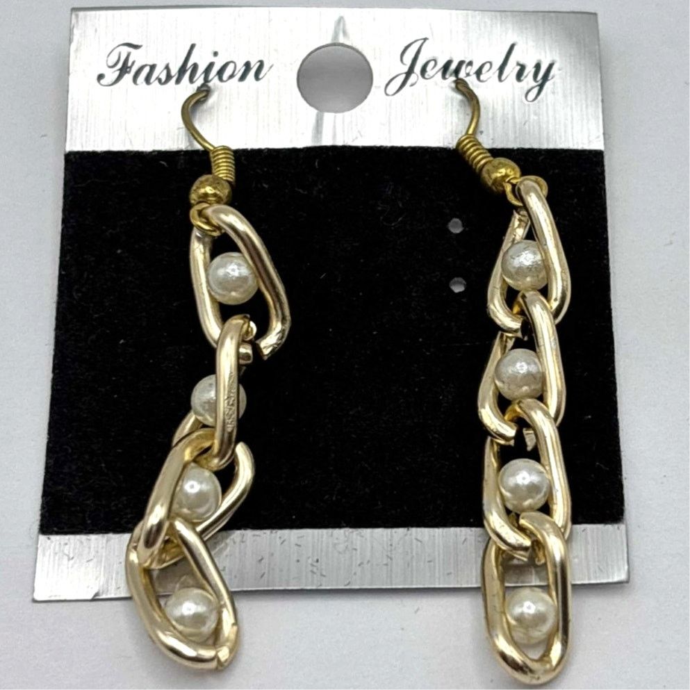 Other Gold Pearl Chain Earrings Size ONE SIZE - 2 Thumbnail
