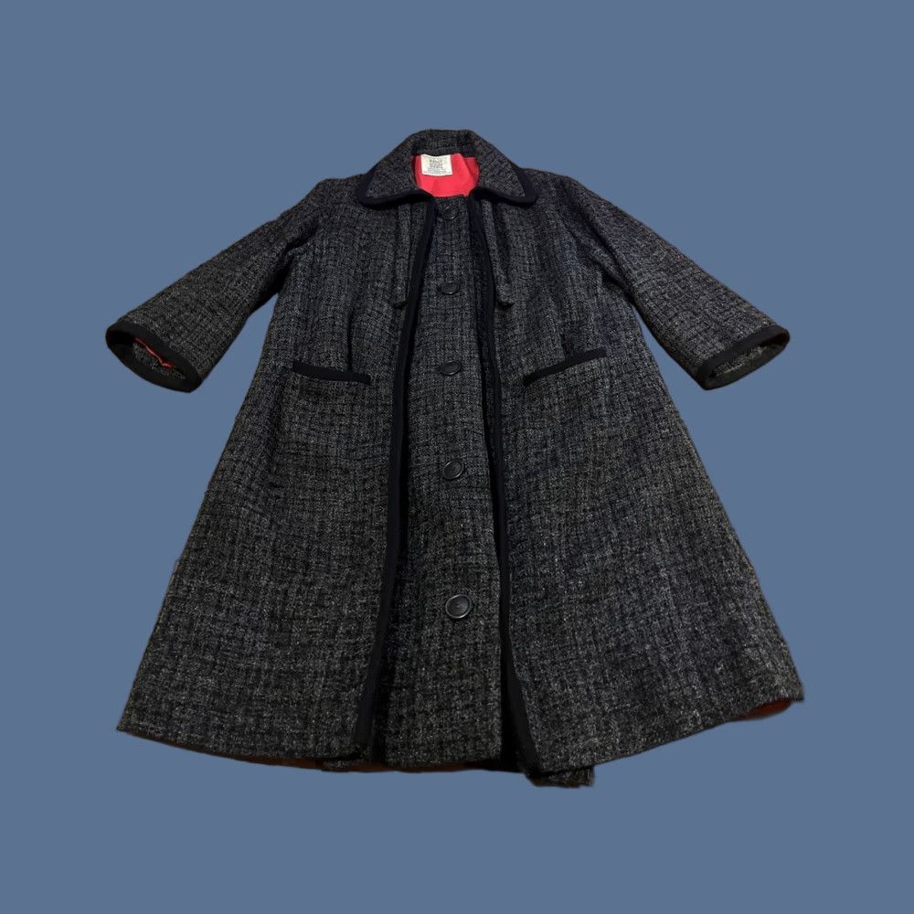 Vintage VINTAGE Maggy Rouff Coat Swing - Women’s Medium Grey Check Wool Blend 1960s 41" Shoulder to Hem Mens? Size M / US 6-8 / IT 42-44 - 1 Thumbnail