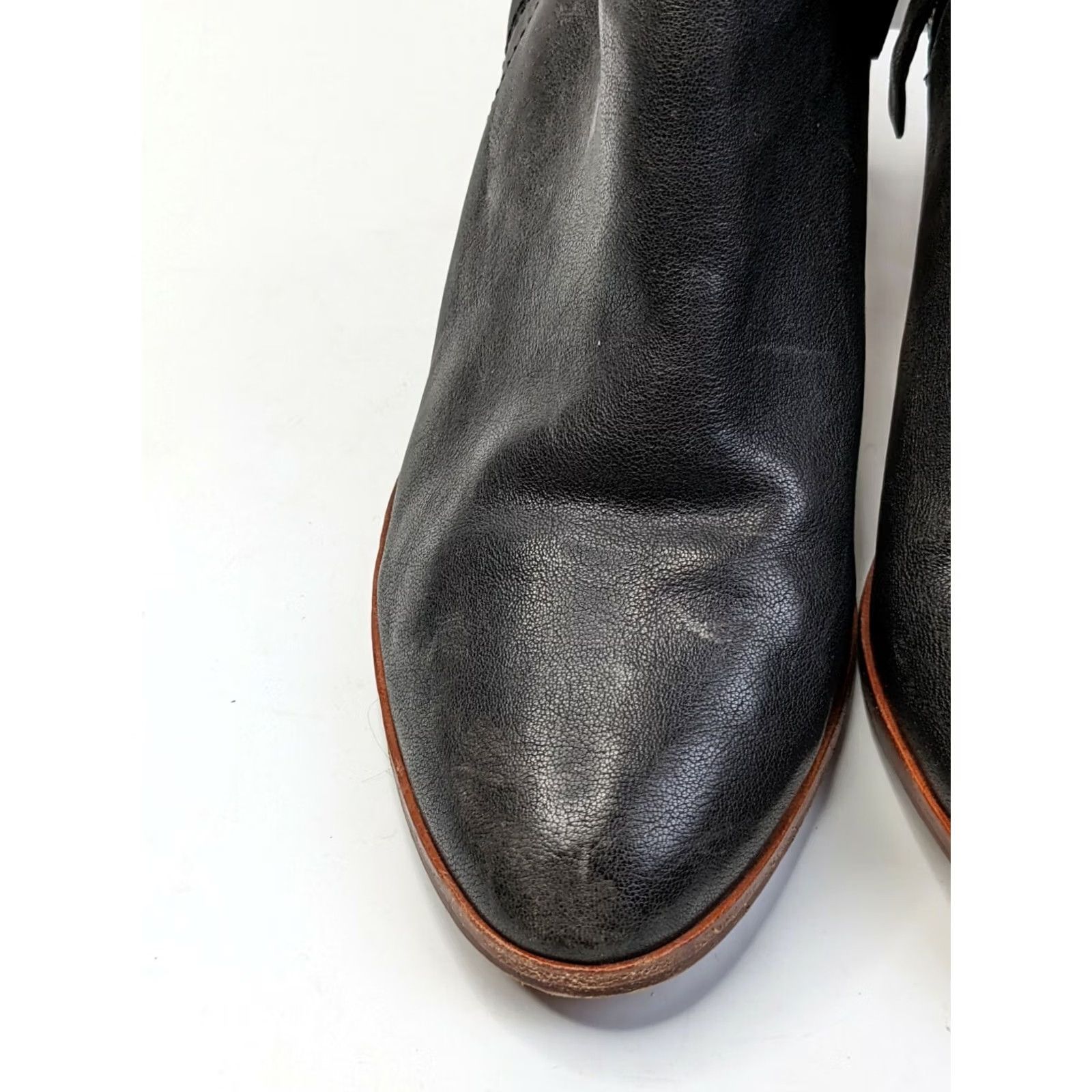 Anthropologie Anthropologie Charlotte Stone black leather ankle Boots Size 9 EU 39 Black Leather Ankle boot Womens Shoes 9 Stone Zipper Casual/Work Size US 9 / IT 39 - 2 Thumbnail