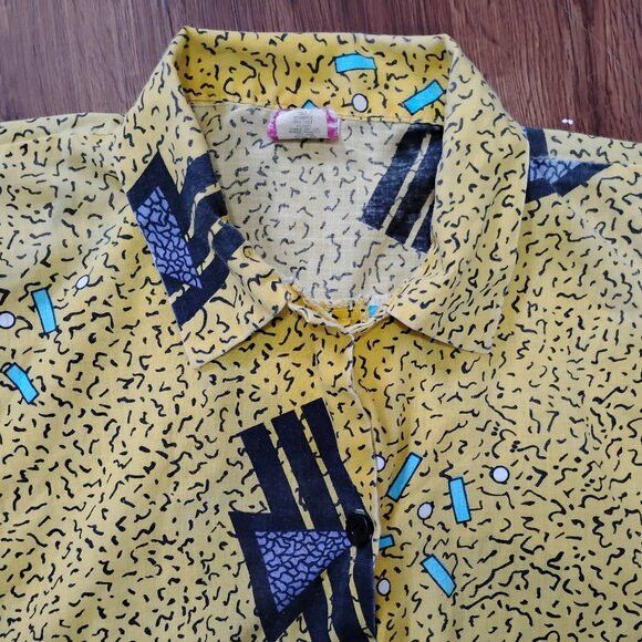 Other Vintage 80s Sweet For Two Abstract Geometric Button Shirt Size M / US 6-8 / IT 42-44 - 1 Thumbnail